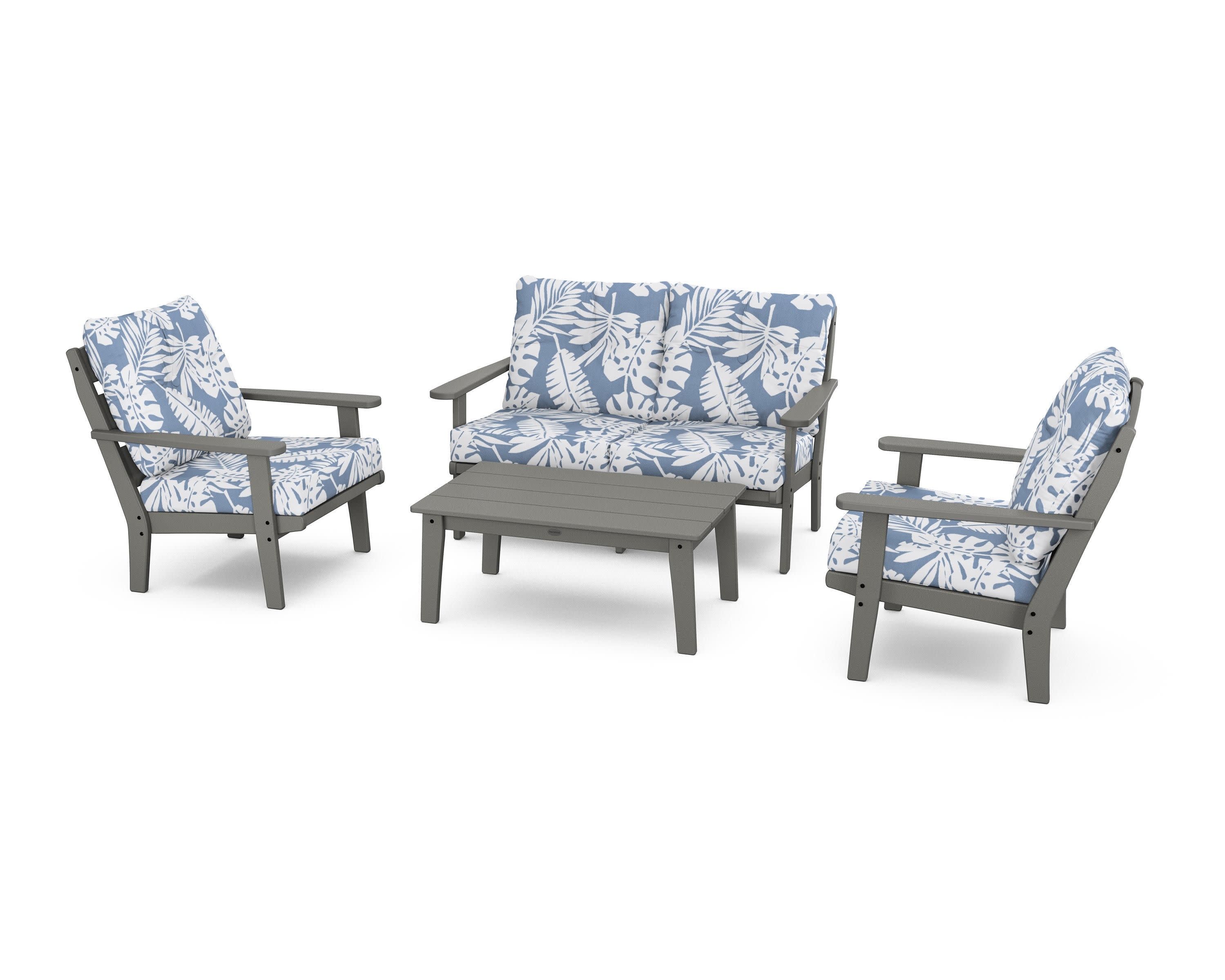 Lakeside 4-Piece Deep Seating Set in Slate Grey / Leaf Sky Blue