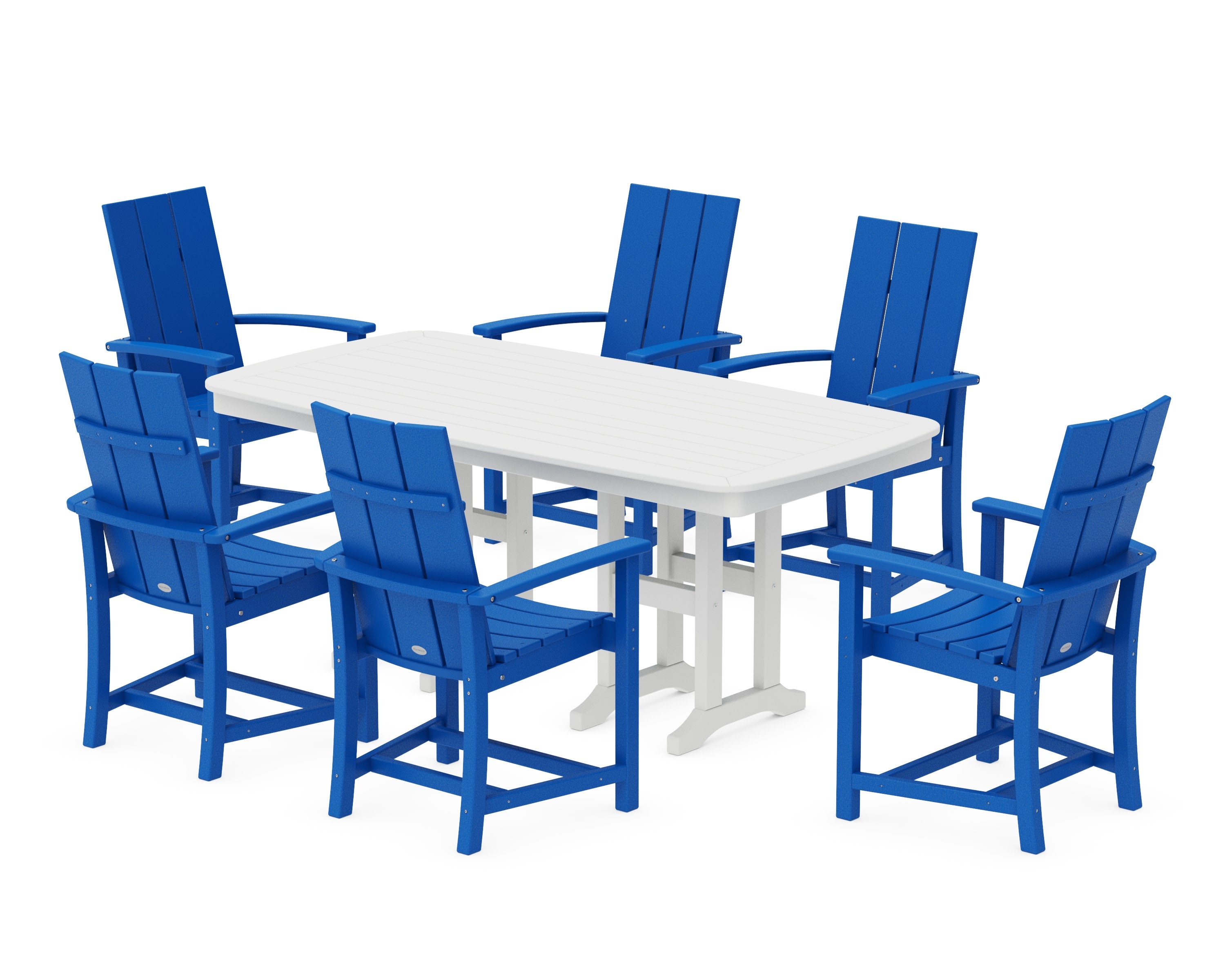Modern Adirondack 7-Piece Dining Set in Pacific Blue / White