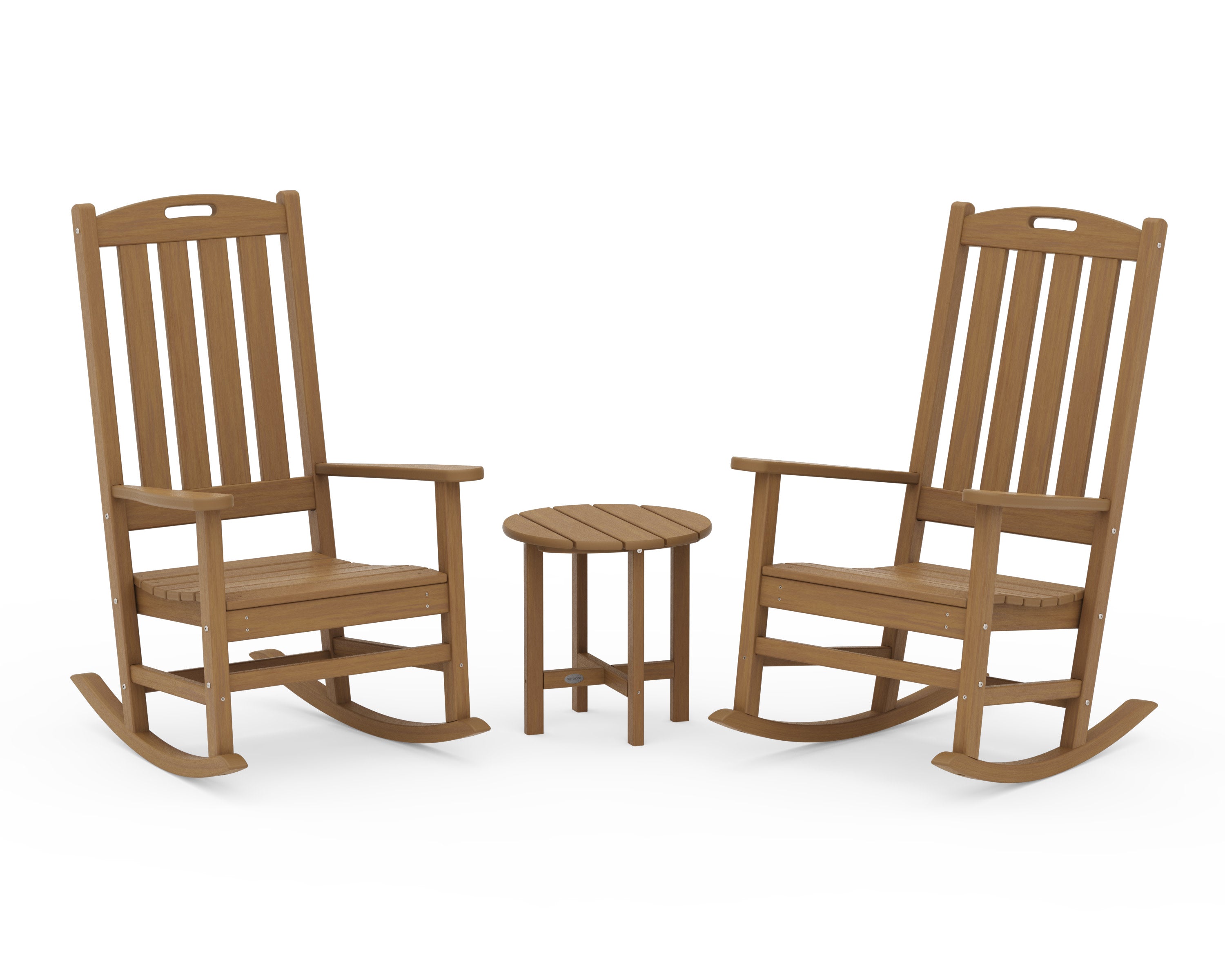 Nautical 3-Piece Porch Rocking Chair Set in Natural