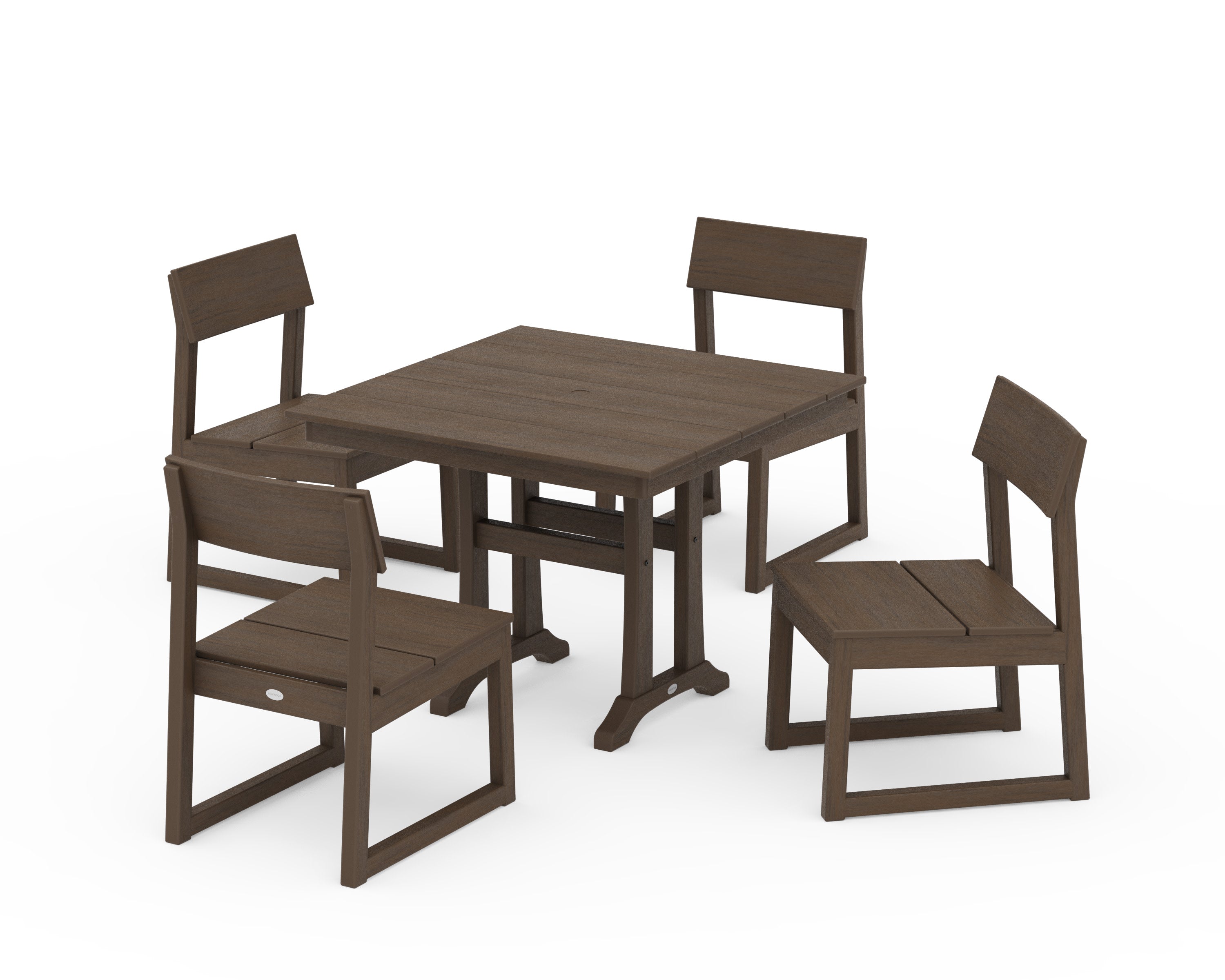 EDGE 5-Piece Farmhouse Trestle Side Chair Dining Set in Kona