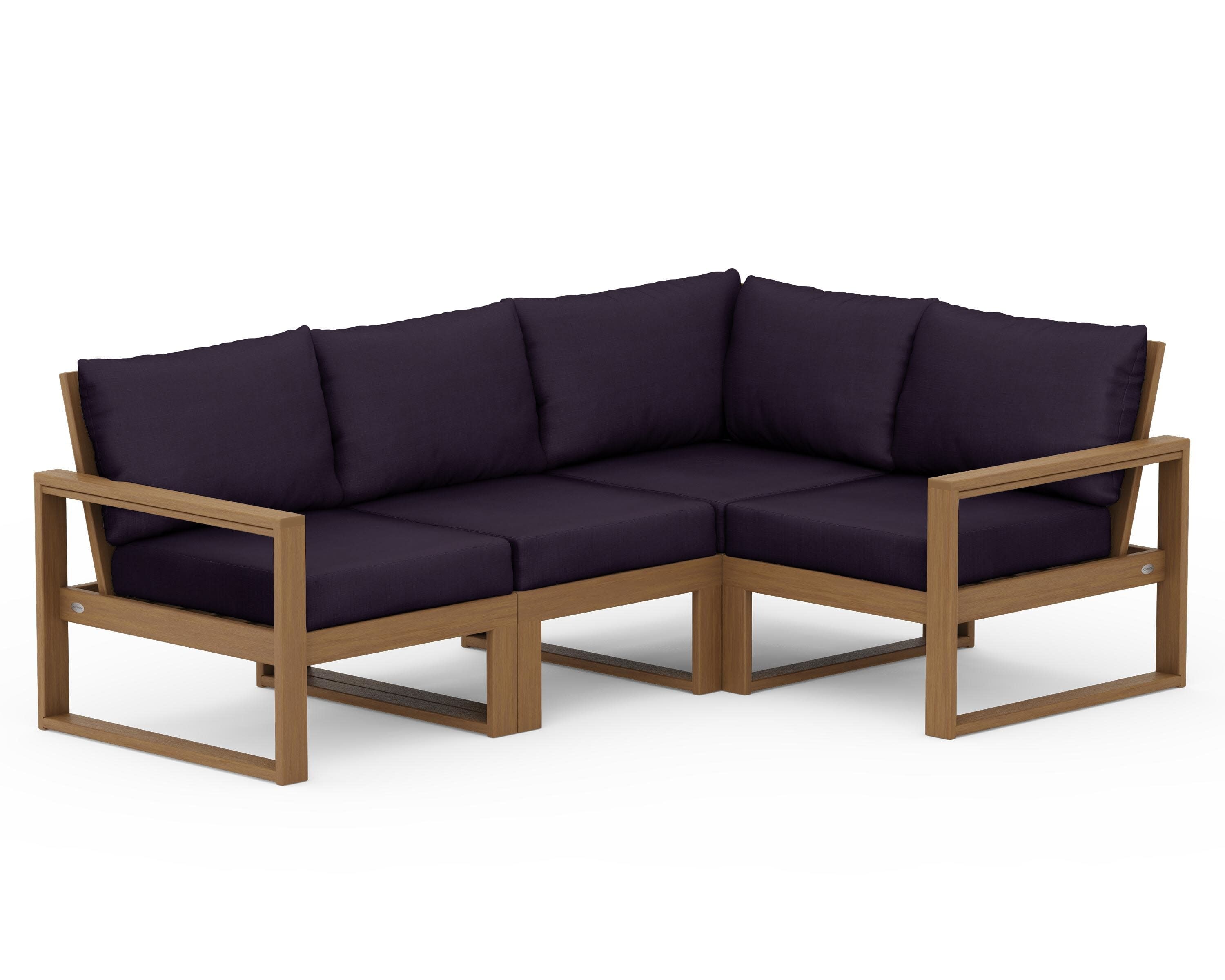 EDGE 4-Piece Modular Deep Seating Set in Natural / Navy Linen