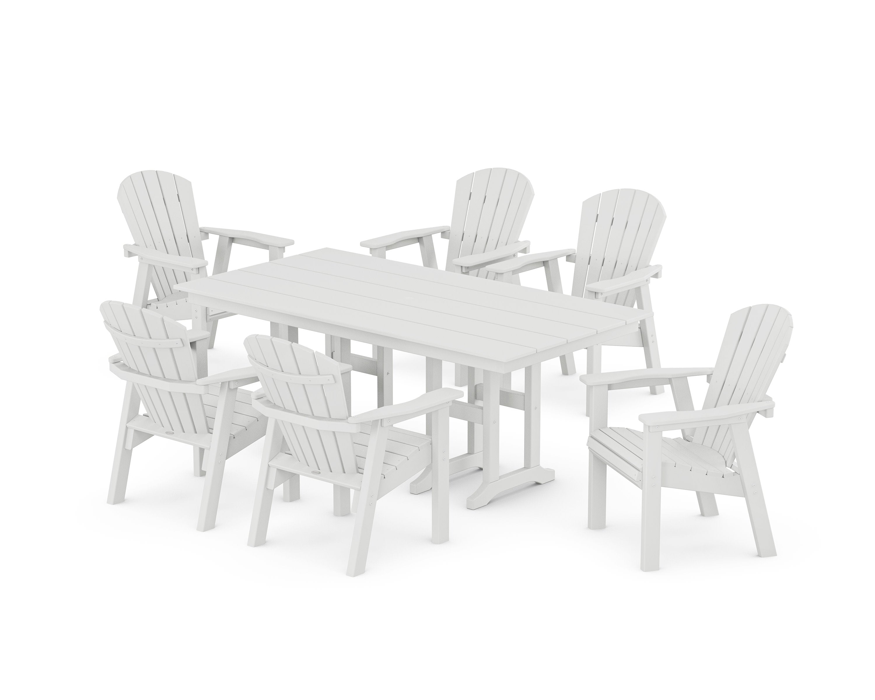Seashell 7-Piece Farmhouse Dining Set in White