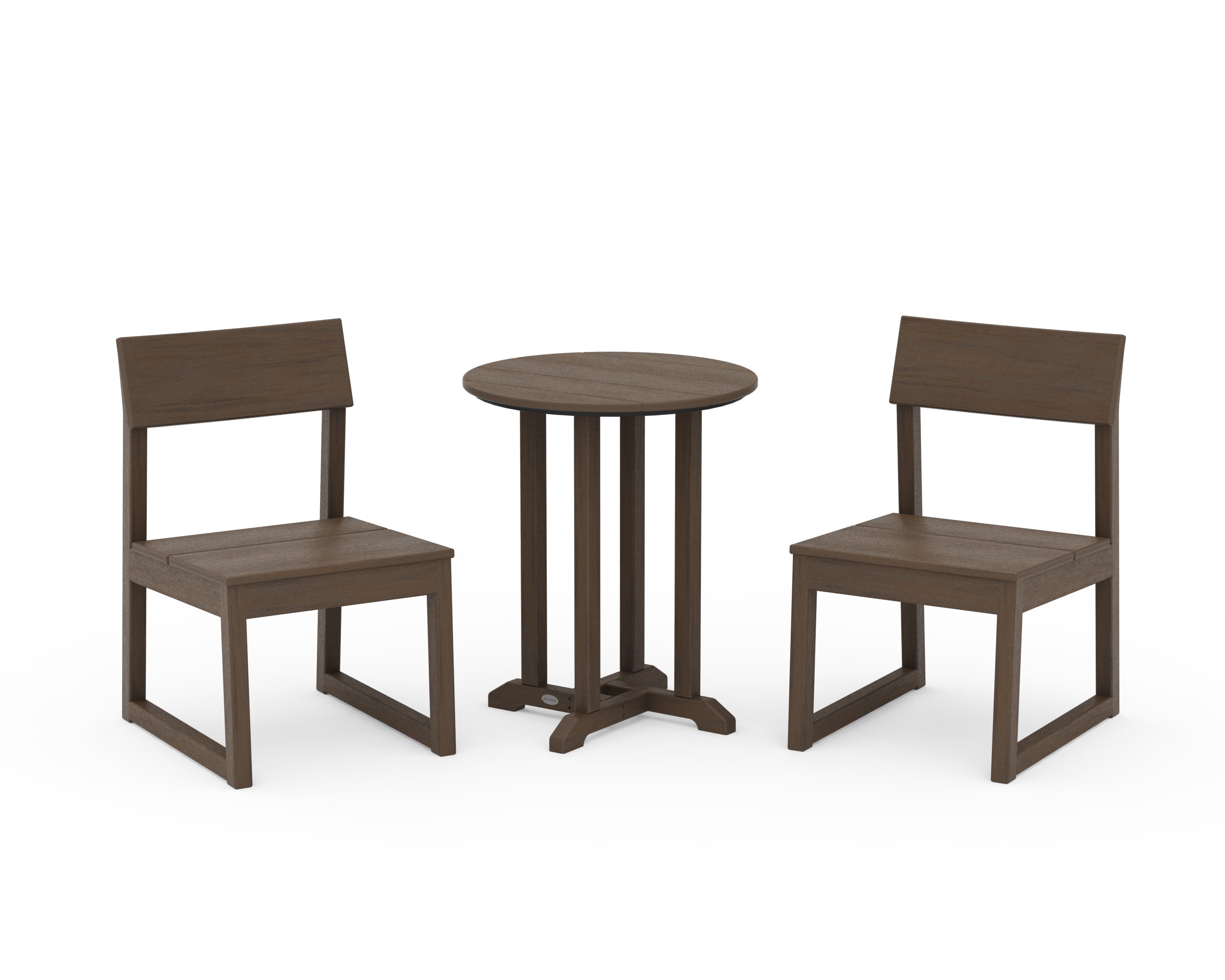 EDGE Side Chair 3-Piece Round Bistro Dining Set in Kona