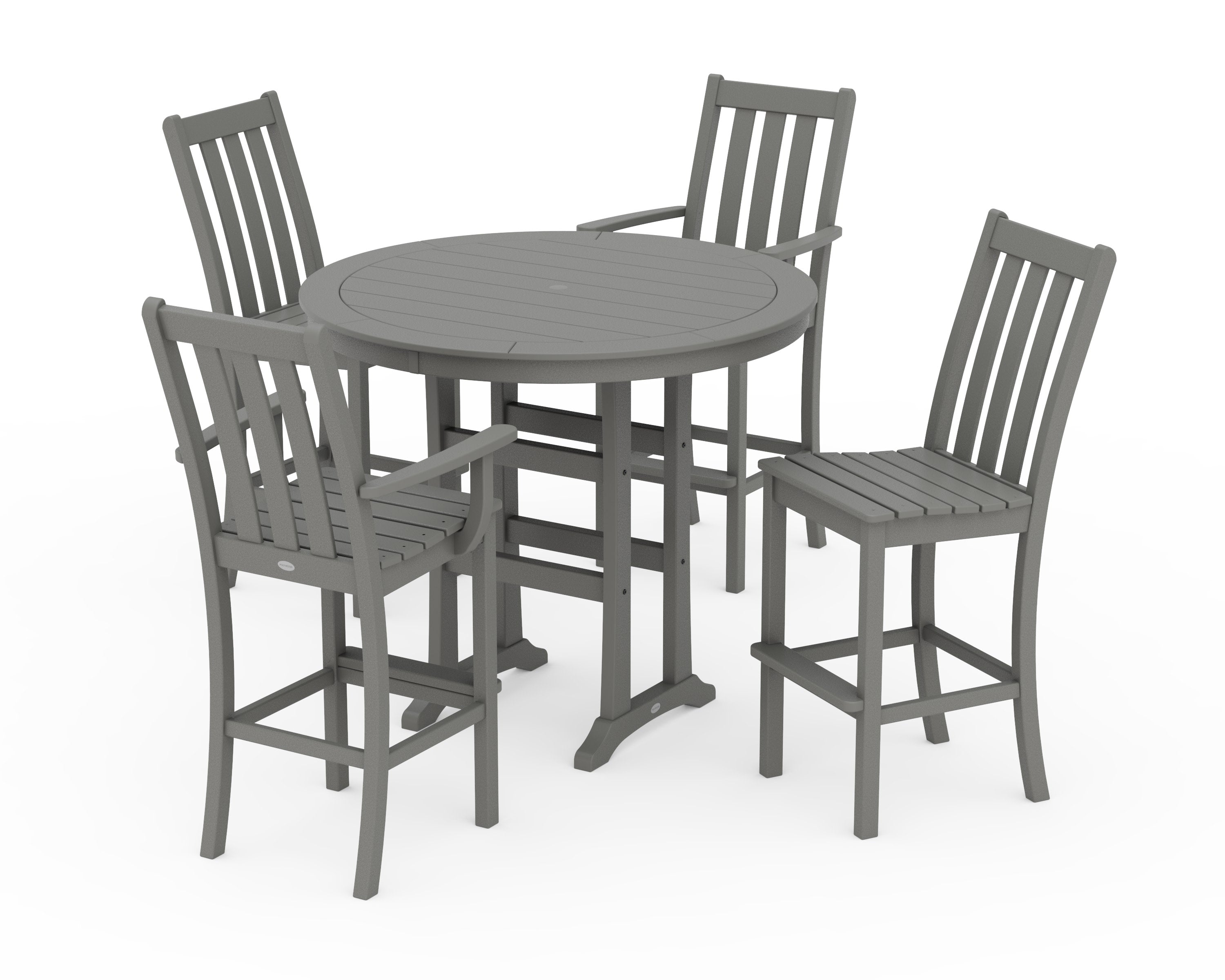 Vineyard 5-Piece Nautical Trestle Bar Set in Slate Grey
