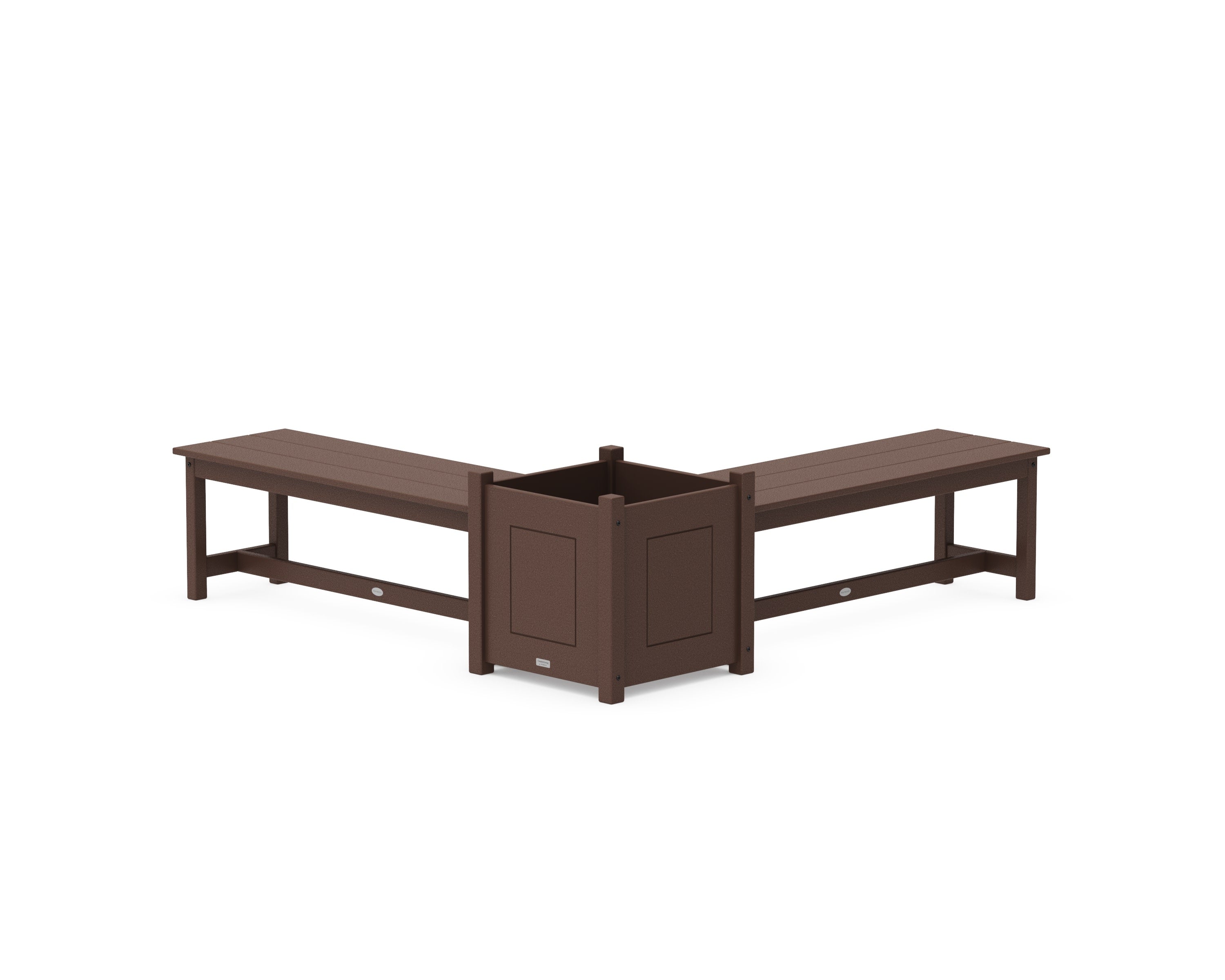 48" Country Living L- Shaped Planter Bench Set- Large in Mahogany