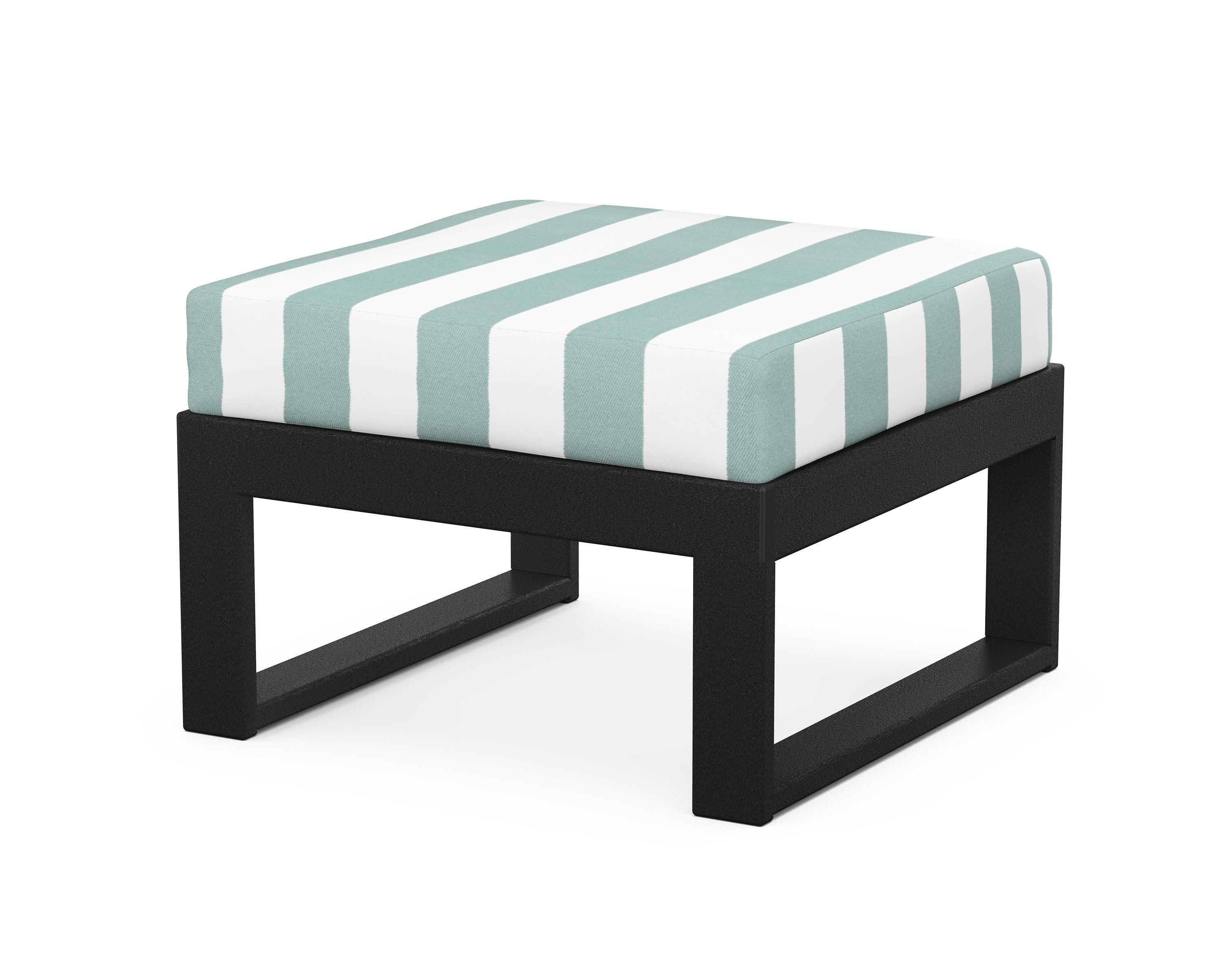 Modular Ottoman - Modern in Black / Cabana Stripe Glacier Spa