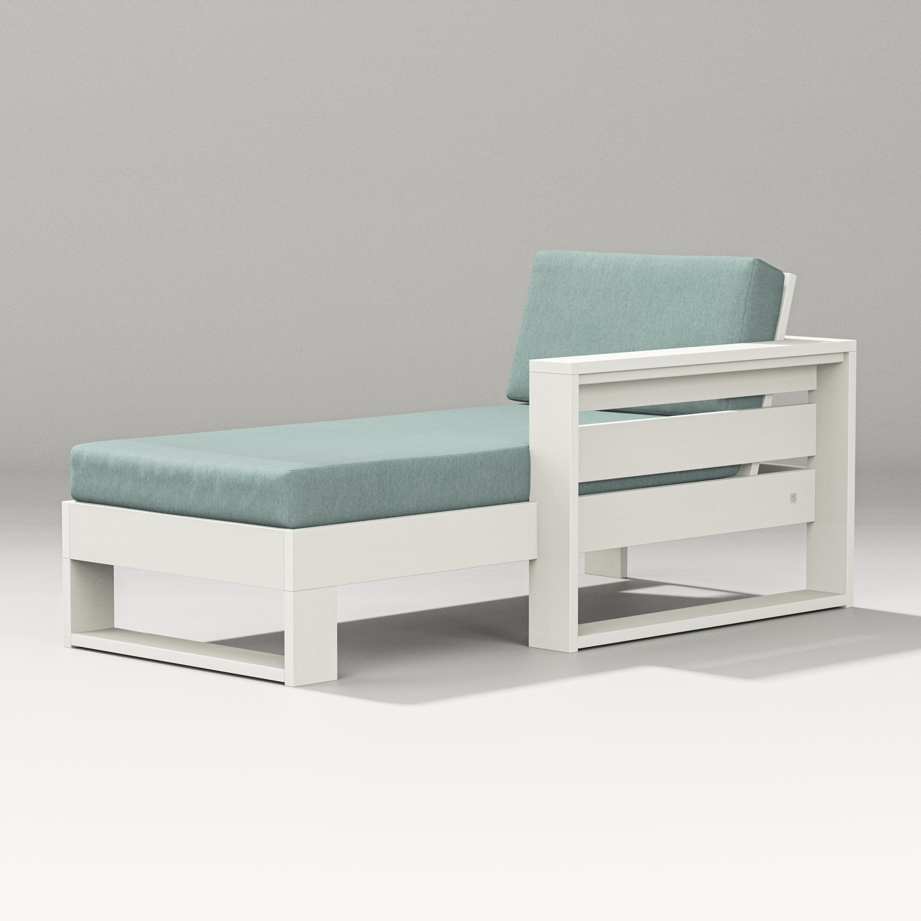 Latitude Modular Right Arm Chaise in Vintage White / Glacier Spa