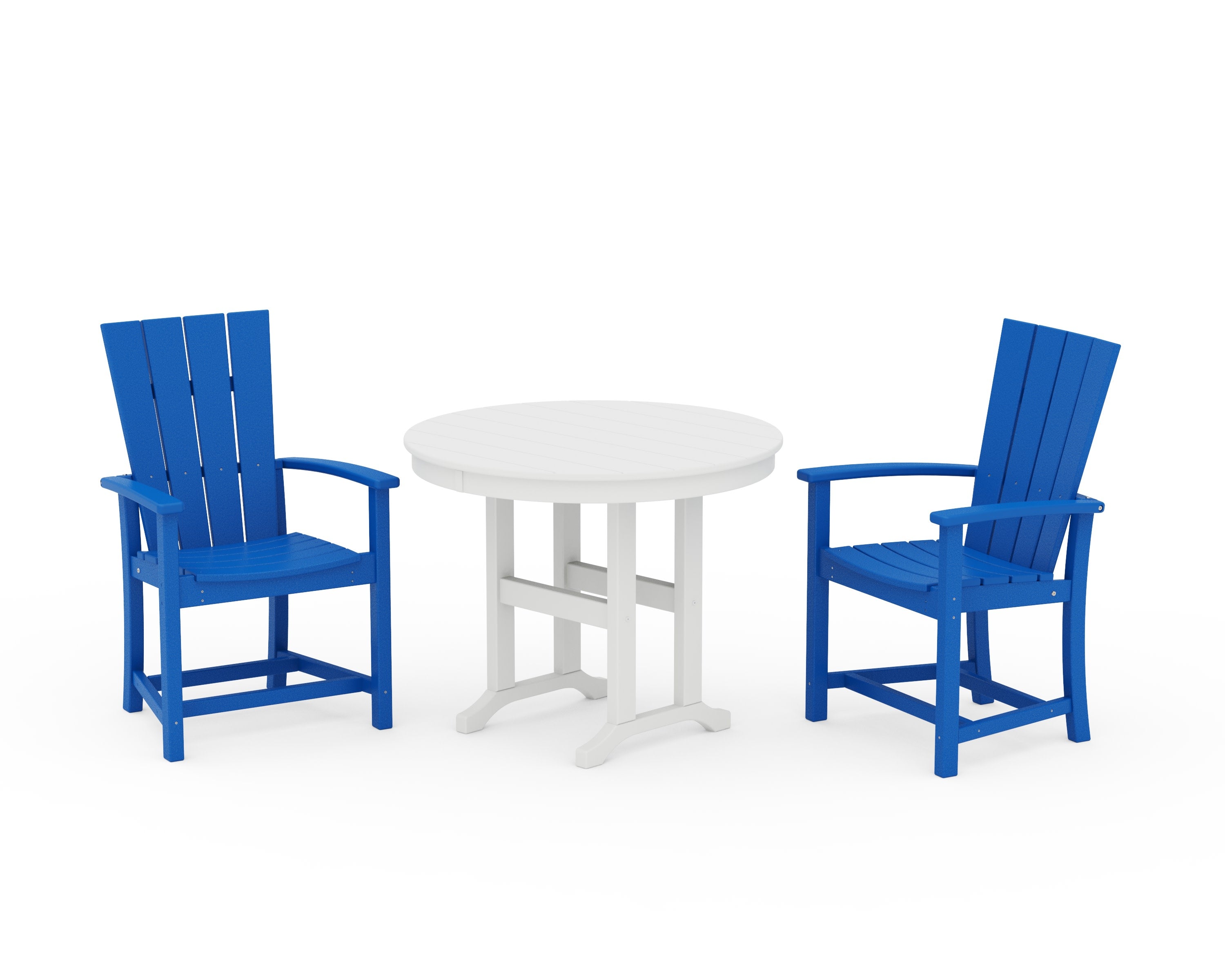 Quattro 3-Piece Round Farmhouse Dining Set in Pacific Blue / White