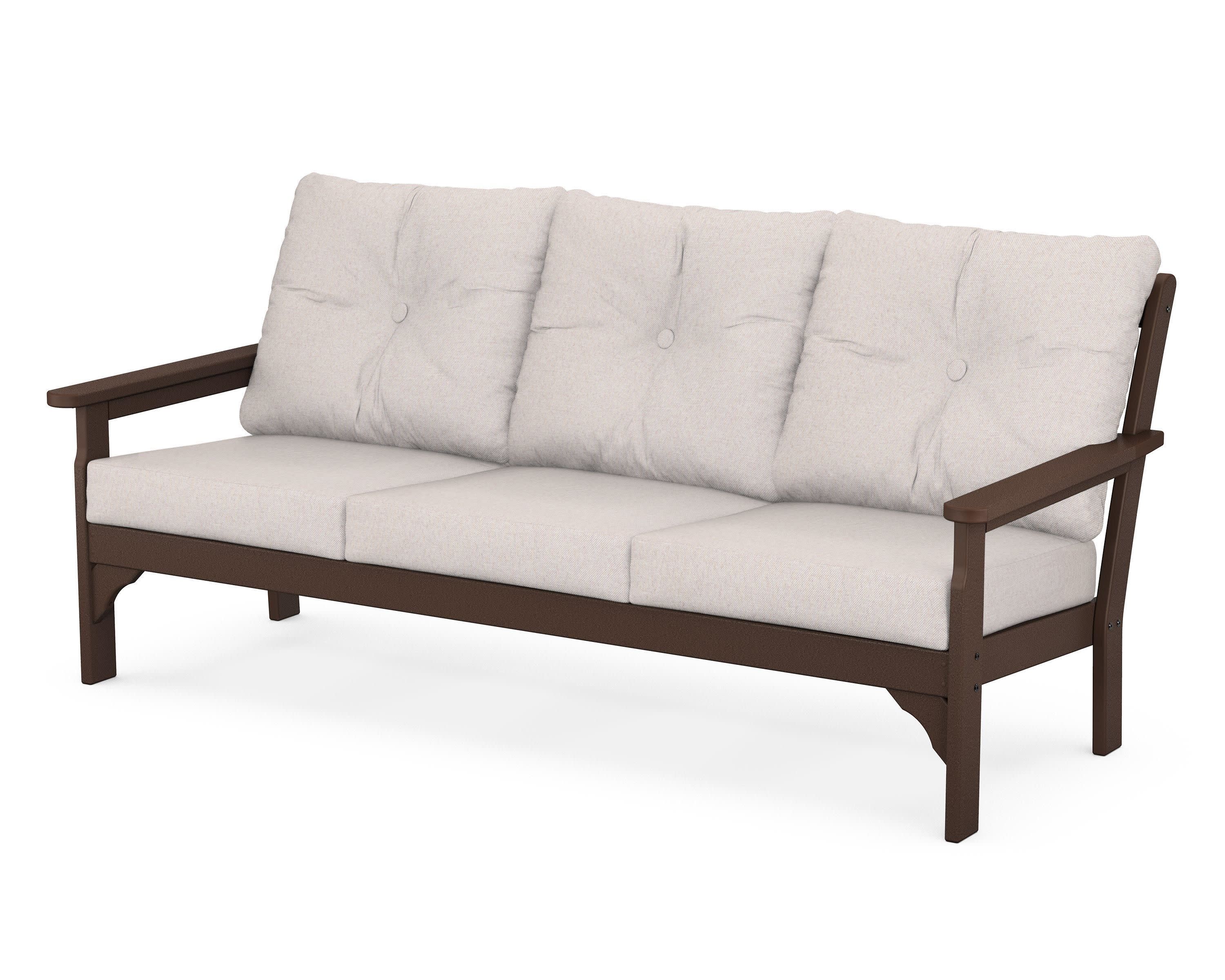 Vineyard Deep Seating Sofa in Mahogany / Dune Burlap