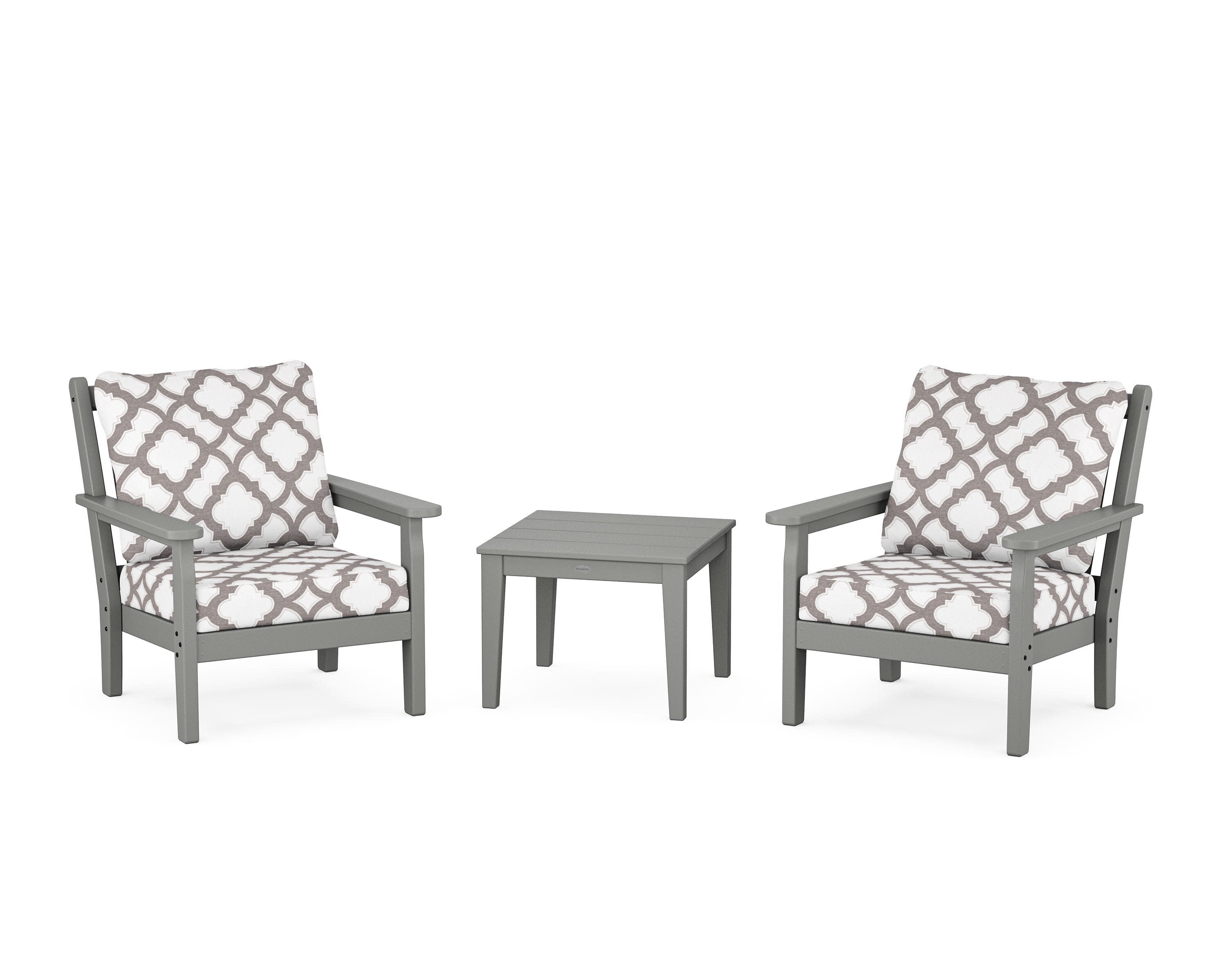 Chippendale 3-Piece Deep Seating Set in Slate Grey / Trellis Grey Mist