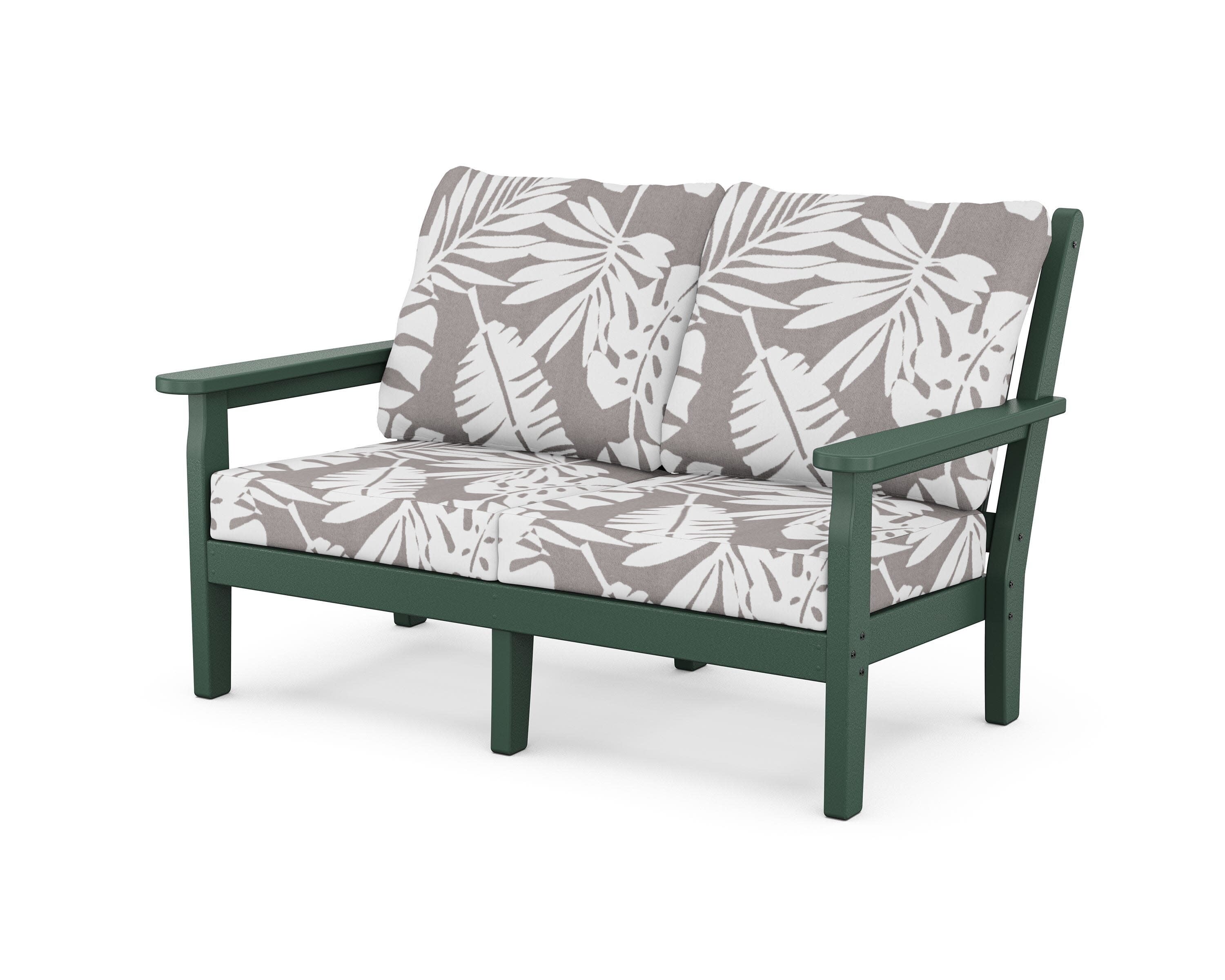 Chippendale Deep Seating Loveseat in Green / Leaf Grey Mist