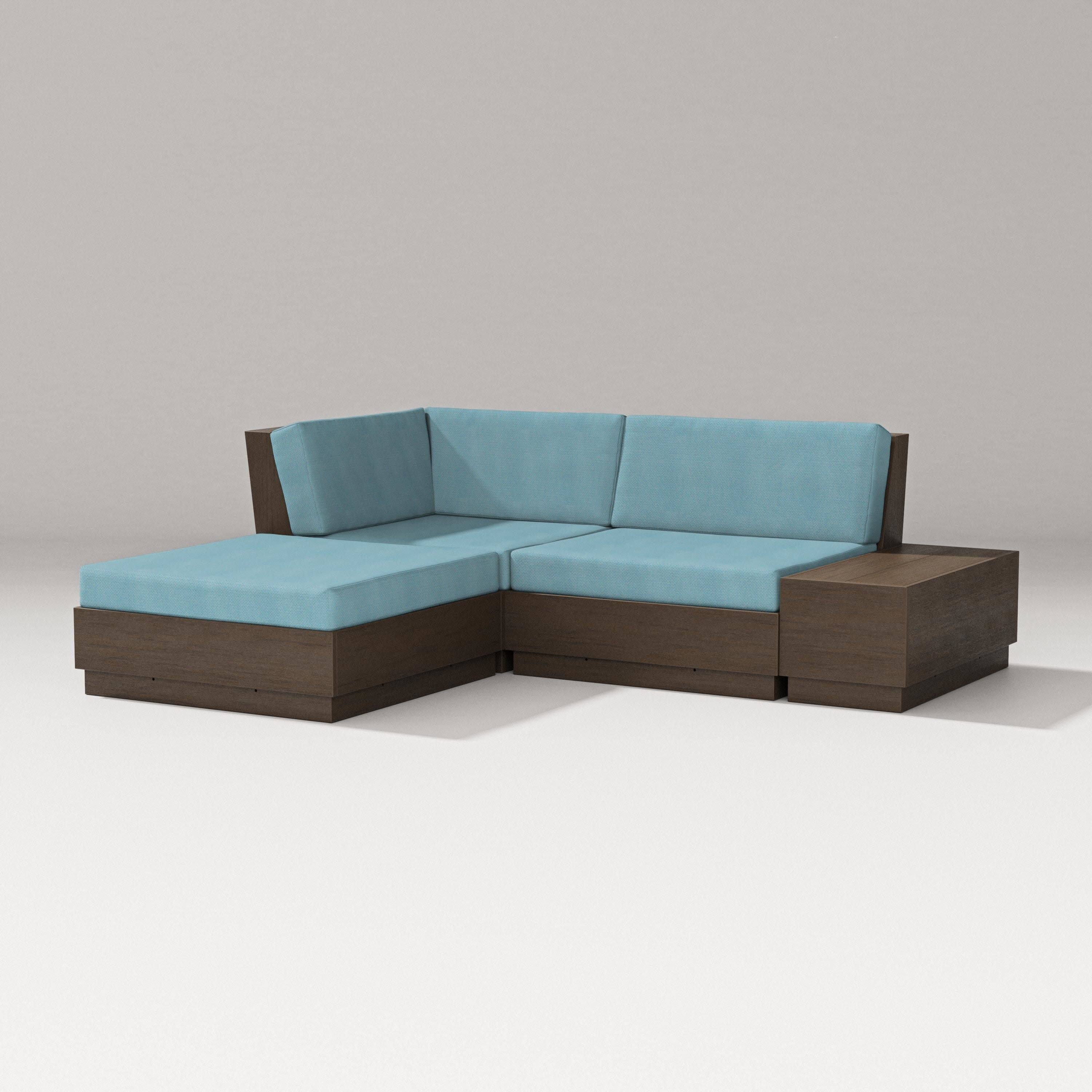 Elevate Loveseat Sectional with Chaise in Kona / Lattice Sky Blue