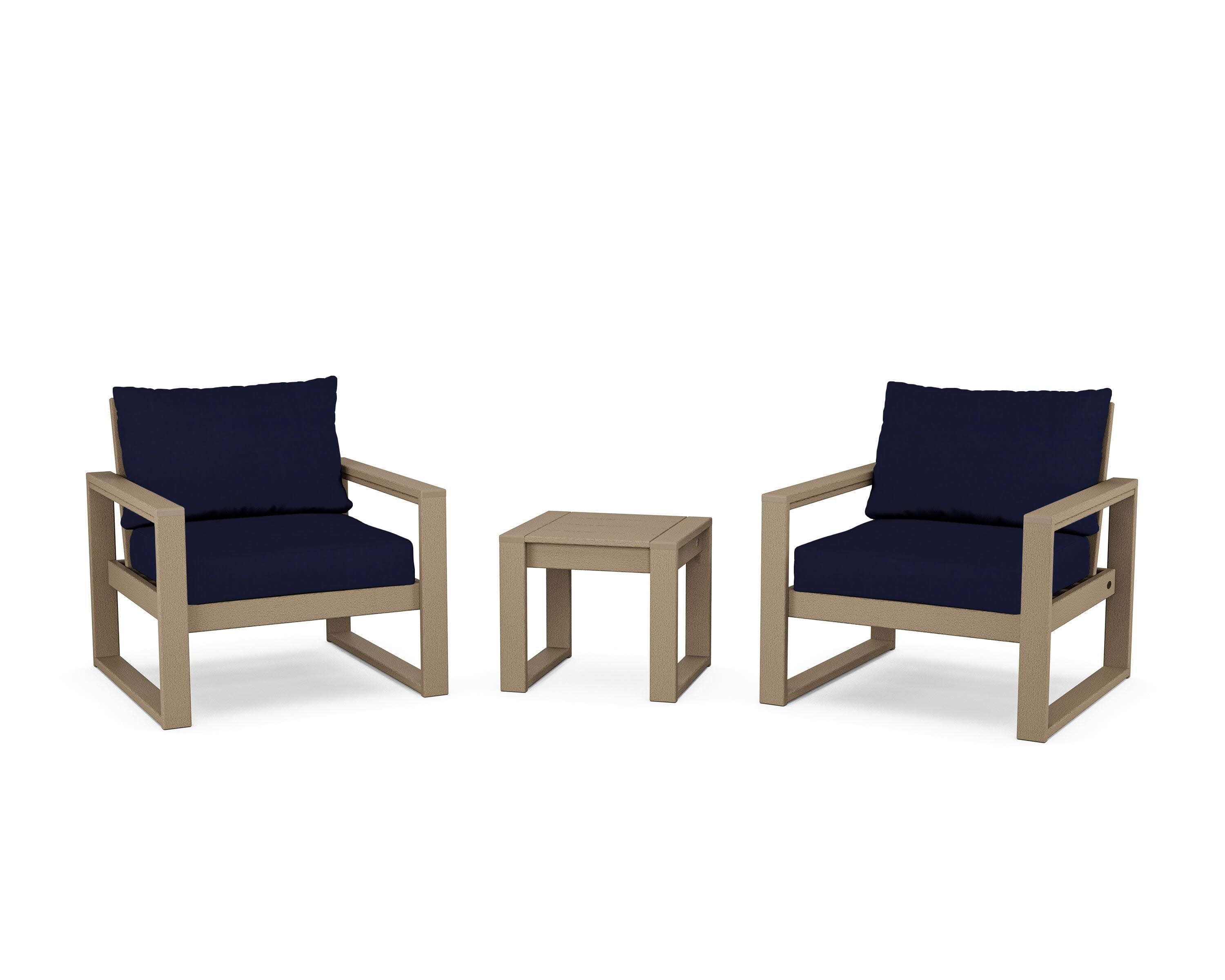 EDGE Sectional 3-Piece Deep Seating Set in Vintage Sahara / Navy