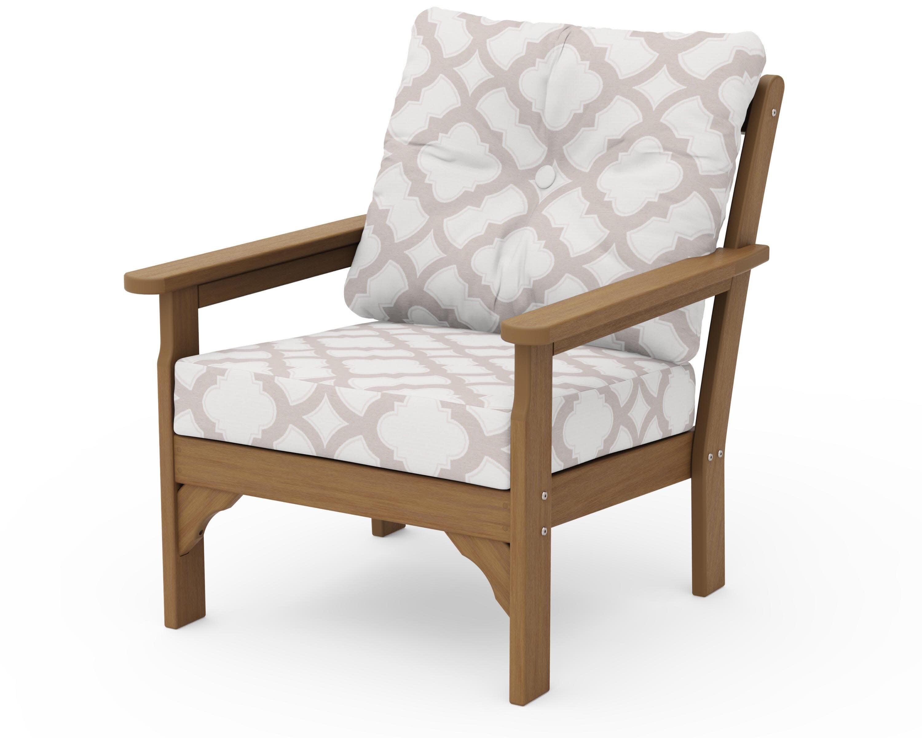 Vineyard Deep Seating Chair in Natural / Trellis Dune Burlap
