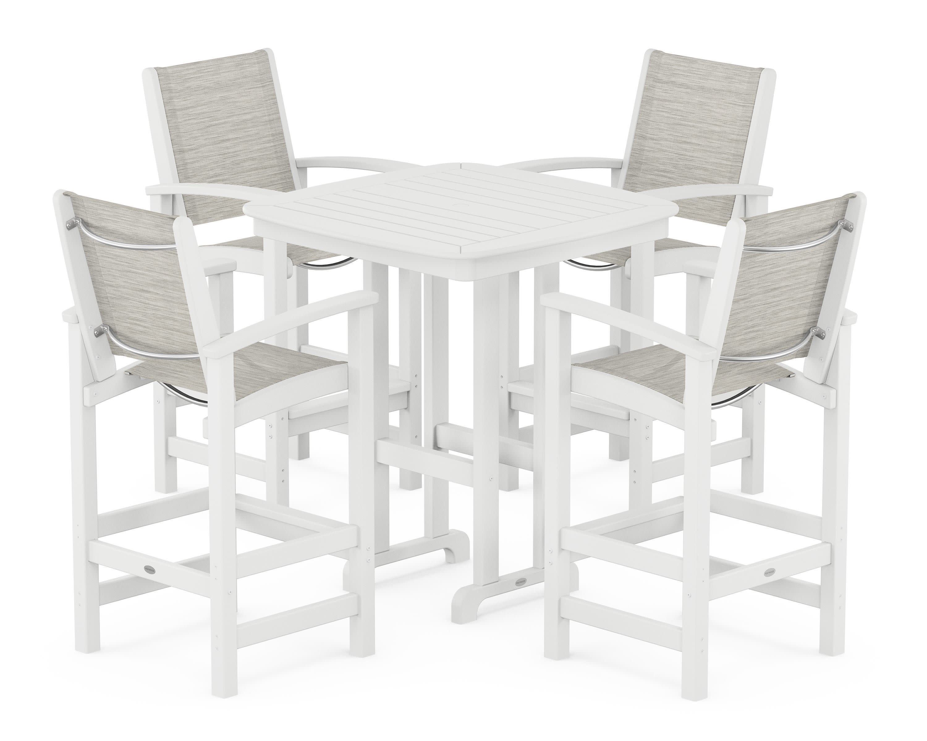 Coastal 5-Piece Bar Set in White / Birch Sling