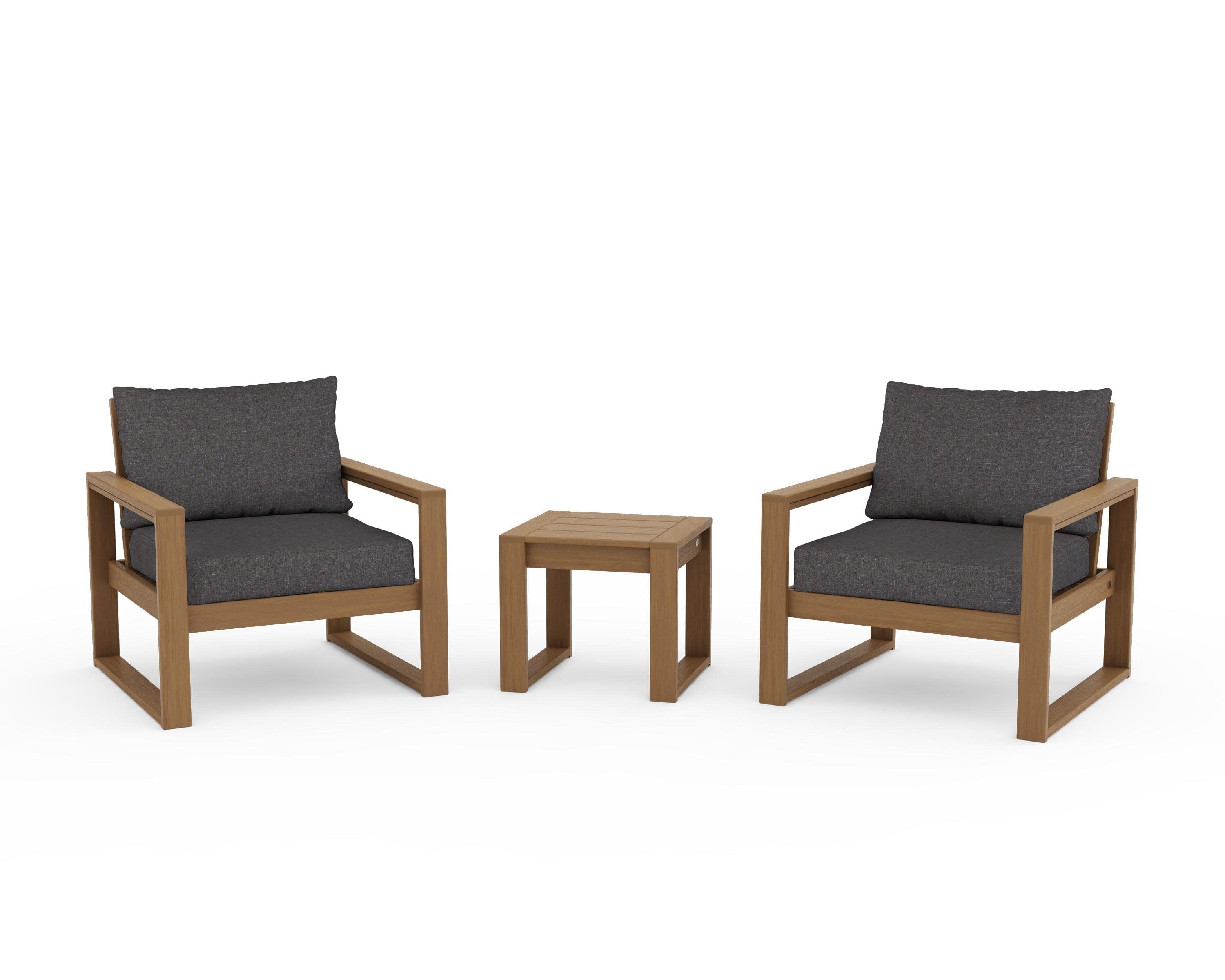 EDGE Sectional 3-Piece Deep Seating Set in Natural / Ash Charcoal