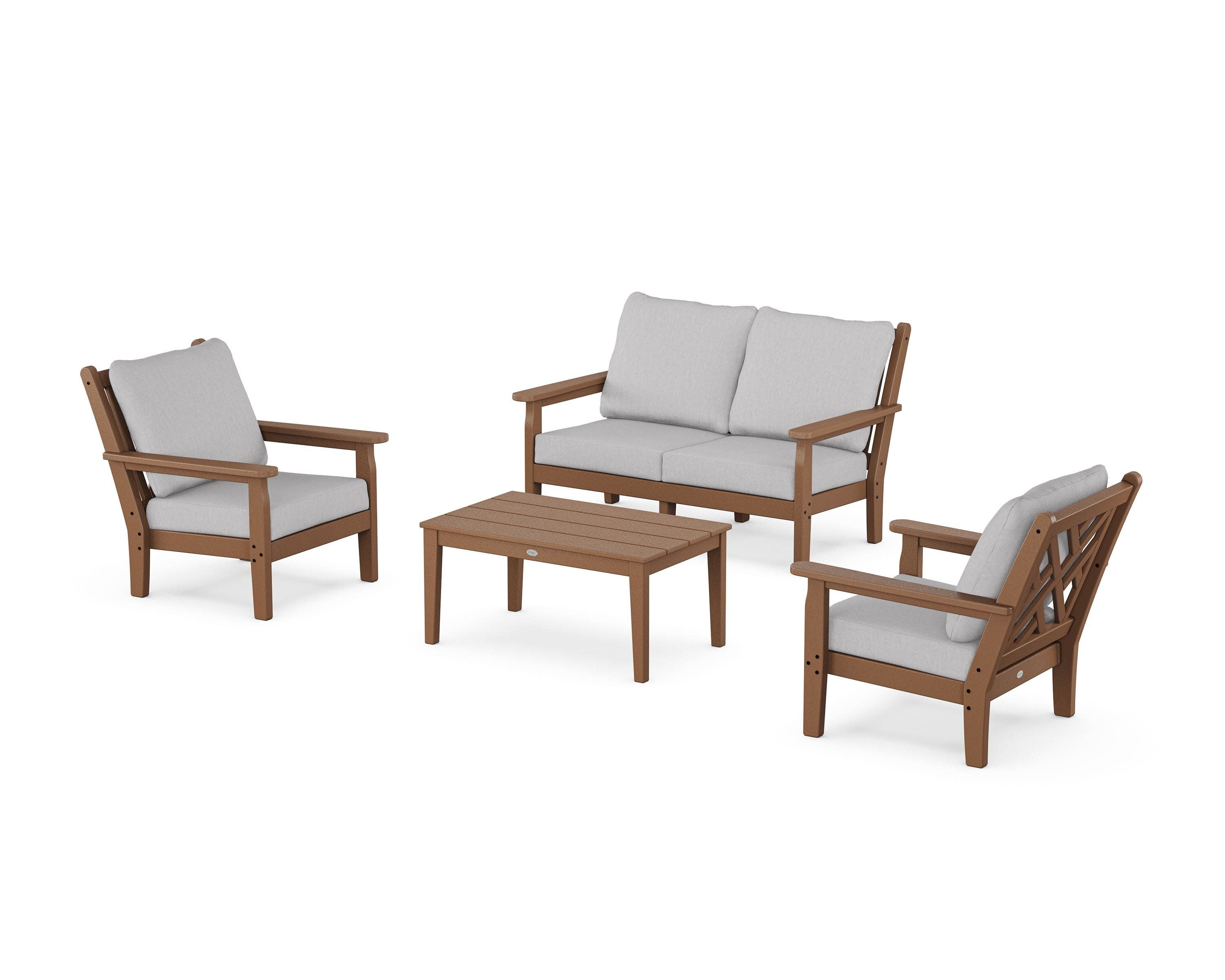 Chippendale 4-Piece Deep Seating Set with Loveseat in Teak / Granite