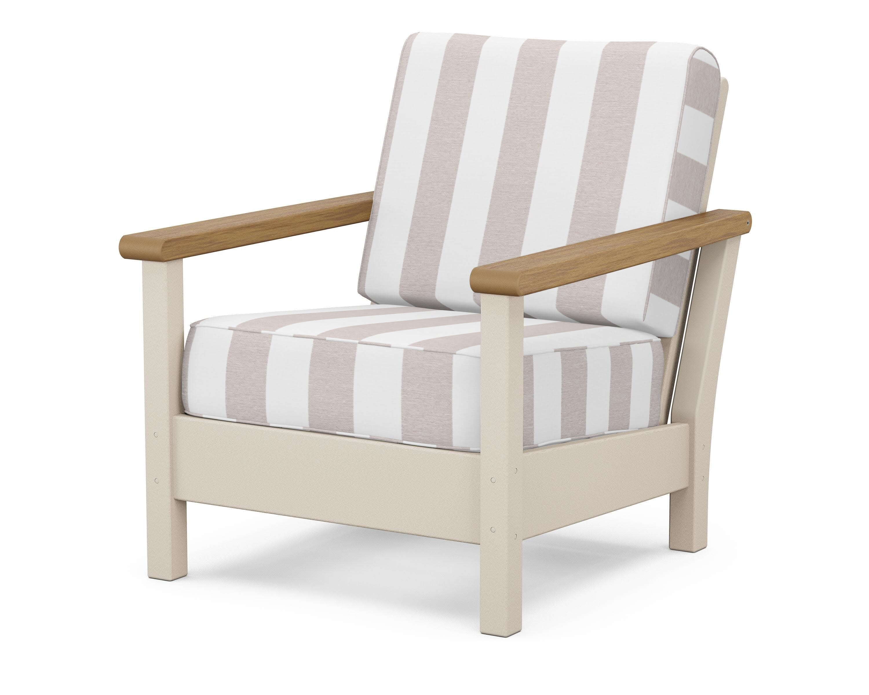 Harbour Deep Seating Chair in Sand / Natural / Cabana Stripe Dune Burlap