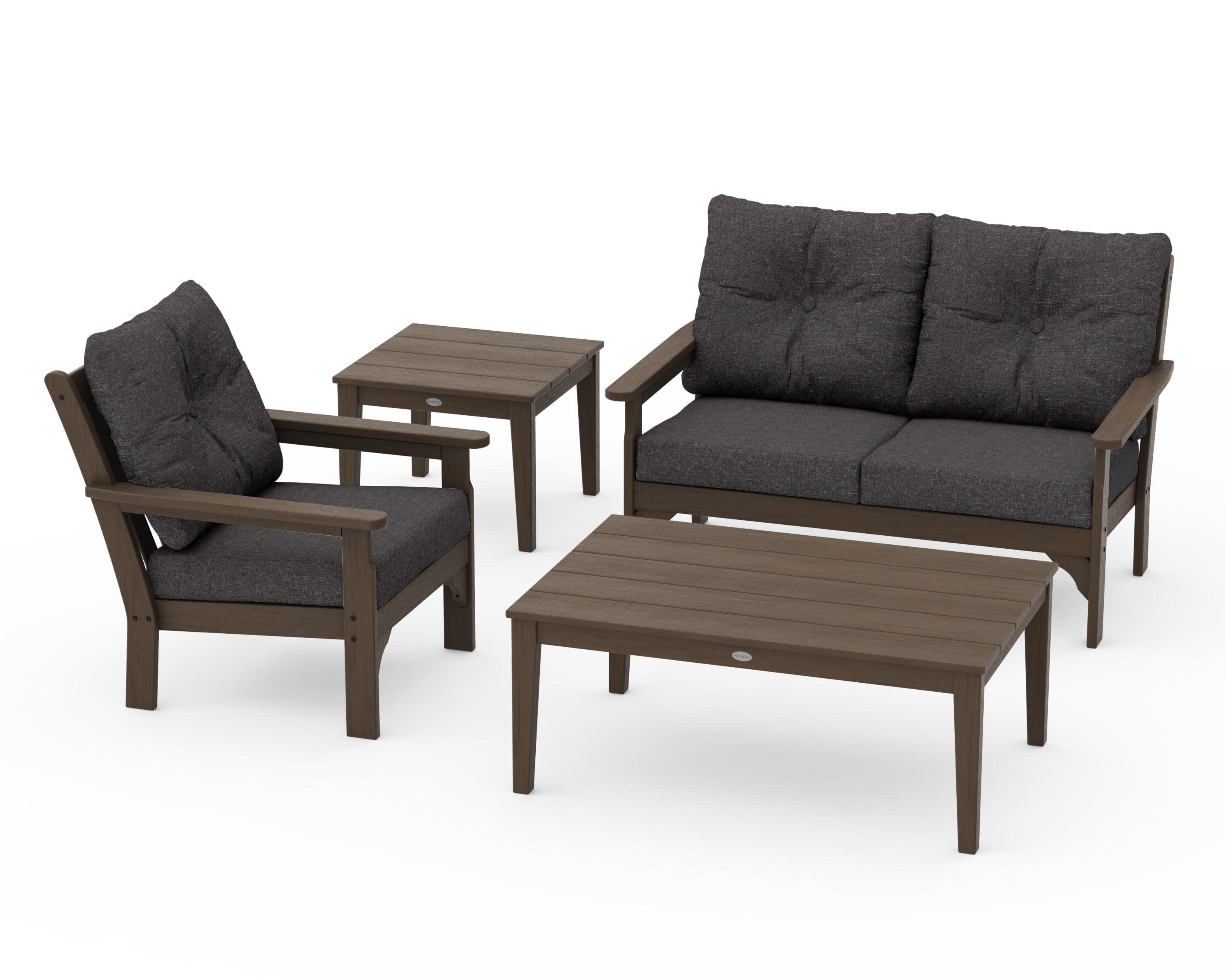 Vineyard 4-Piece Deep Seating Set in Kona / Ash Charcoal