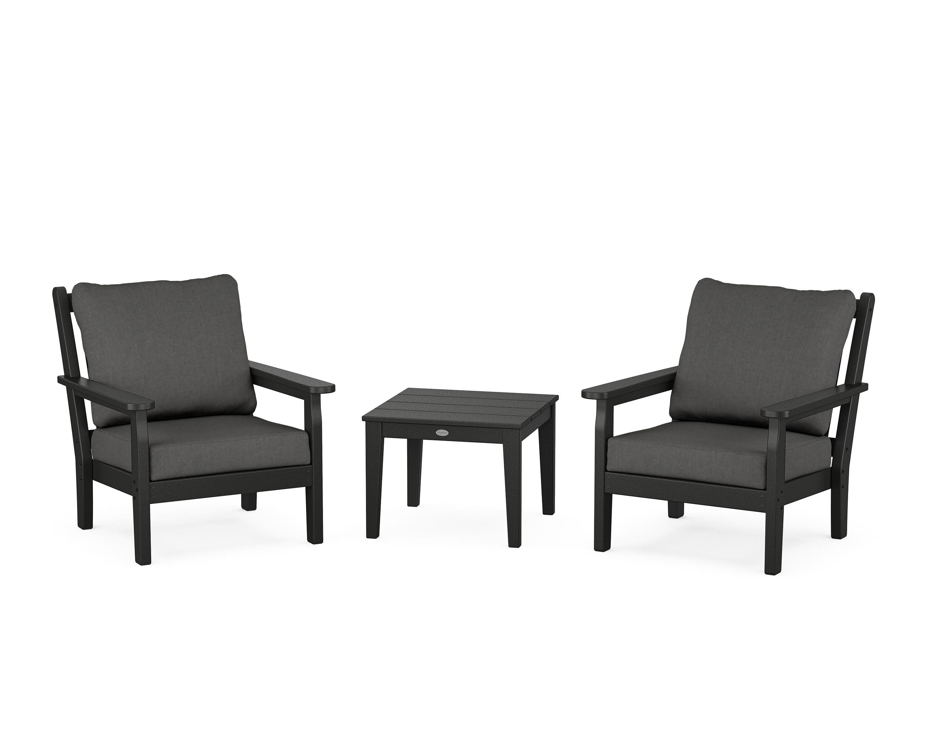 Chippendale 3-Piece Deep Seating Set in Black / Spectrum Carbon
