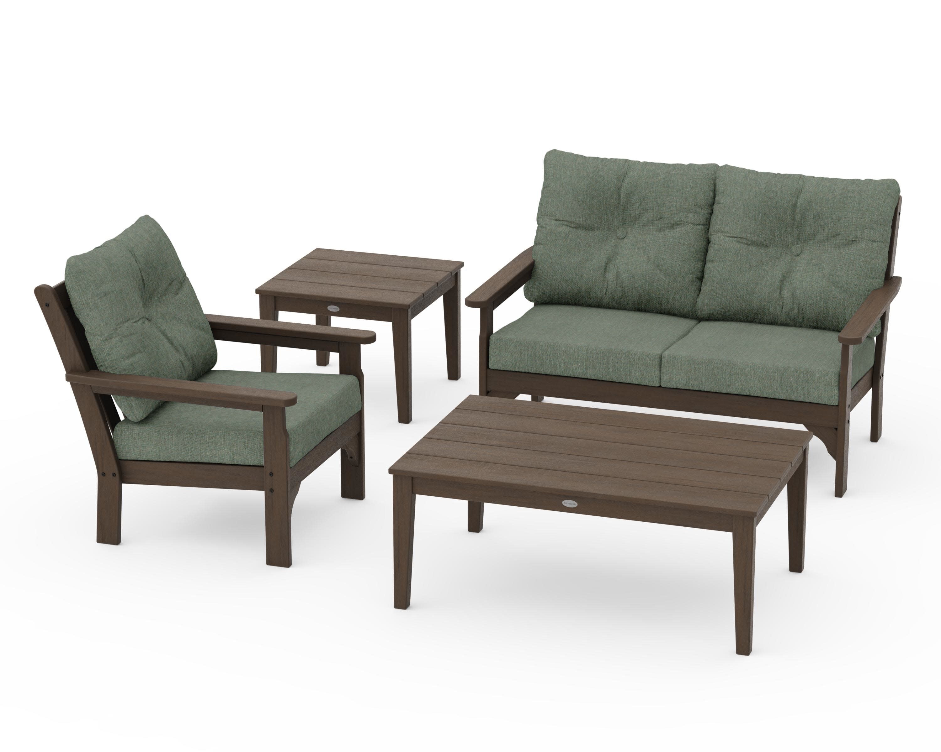 Vineyard 4-Piece Deep Seating Set in Kona / Cast Sage