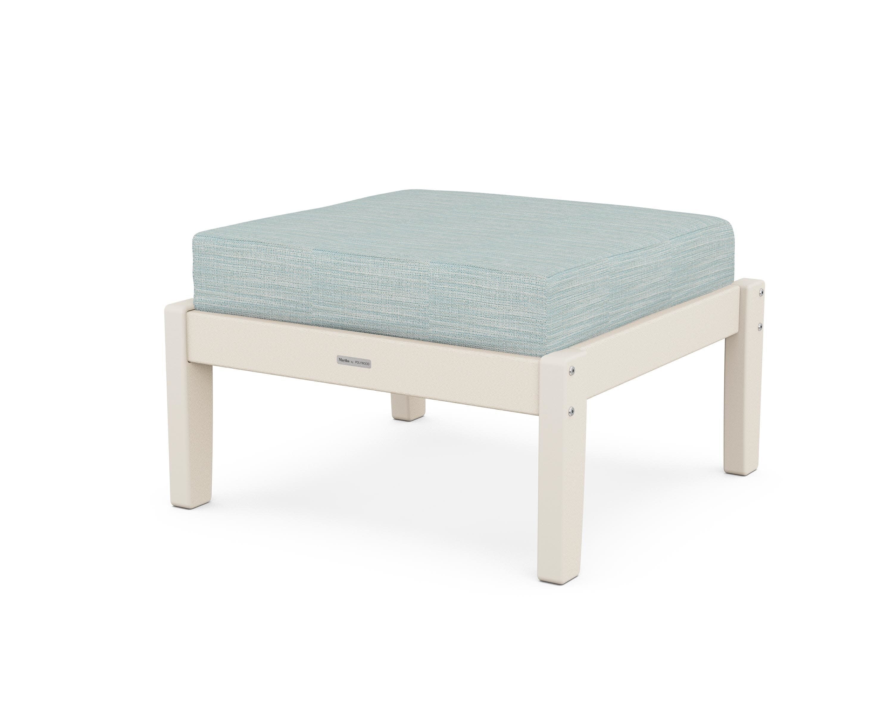 Chinoiserie Deep Seating Ottoman in Sand / Soothe Mist