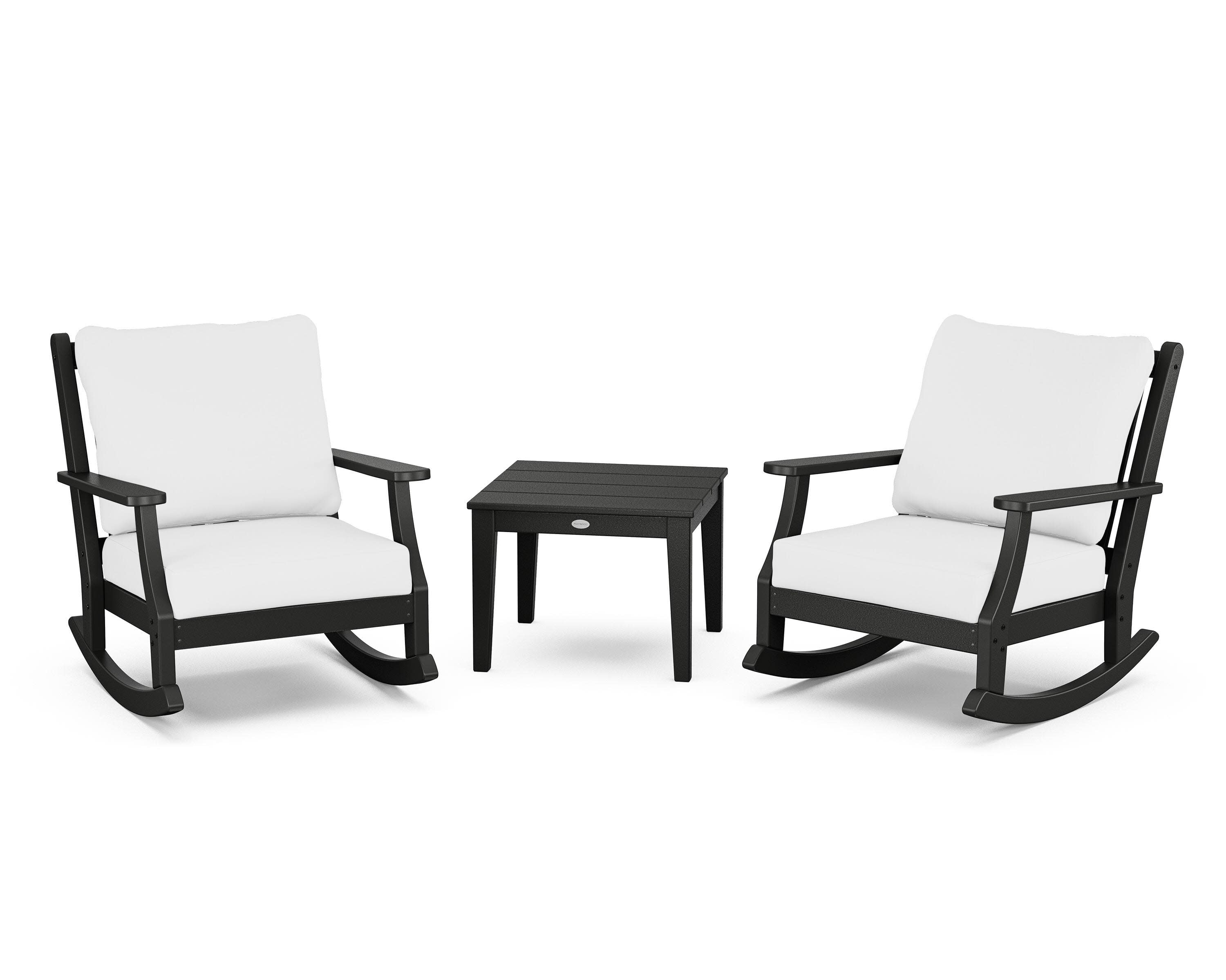 Wovendale 3-Piece Deep Seating Rocker Set in Black / Natural