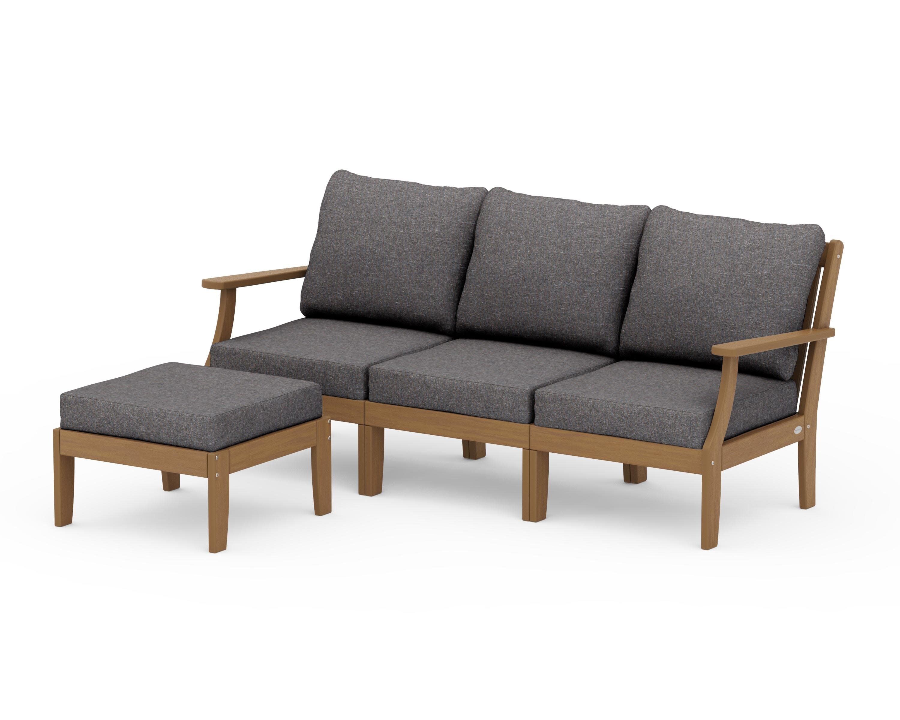 Braxton Modular 4-Piece Deep Seating Set with Ottoman in Natural / Ash Charcoal