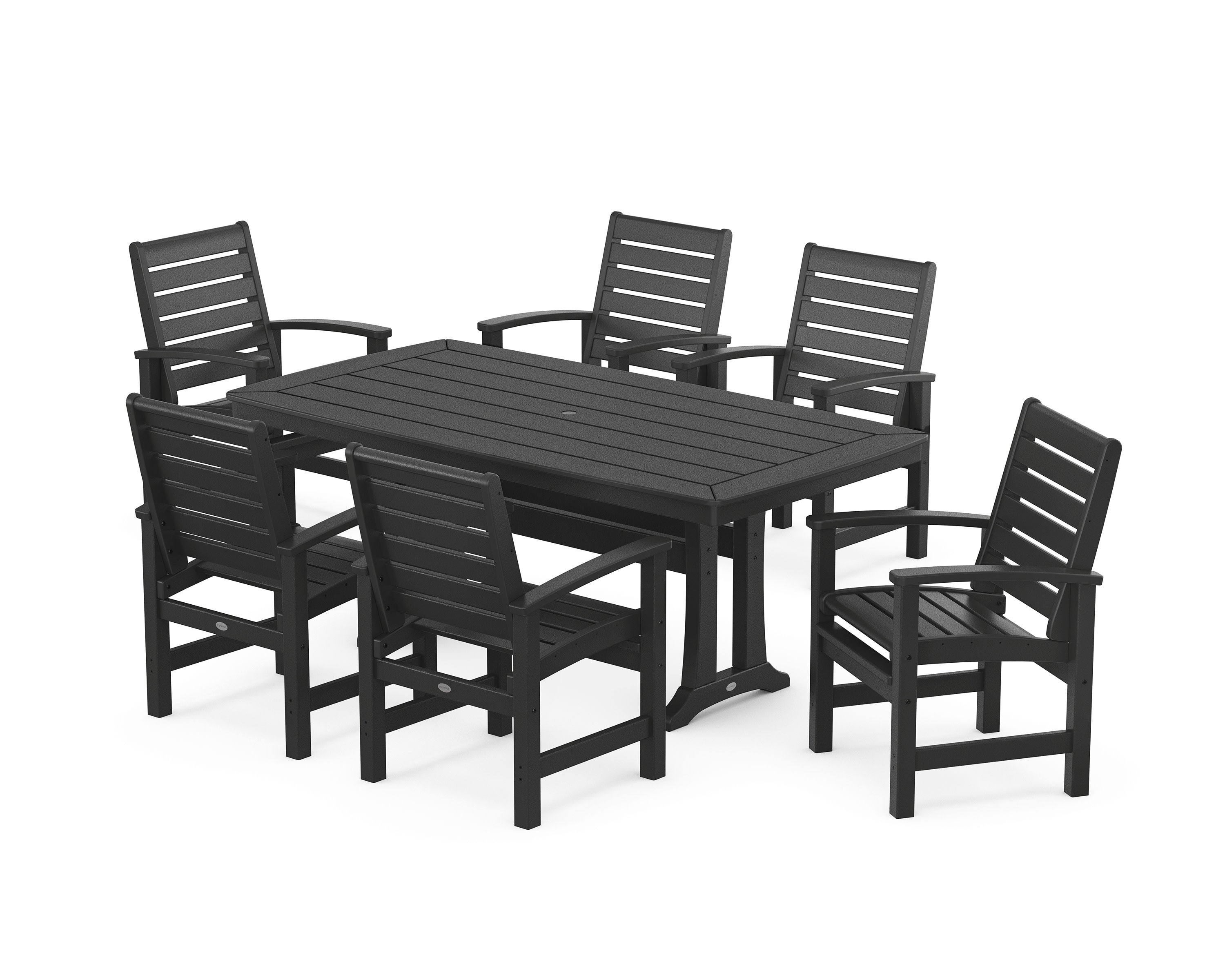 Signature 7-Piece Dining Set with Trestle Legs in Black