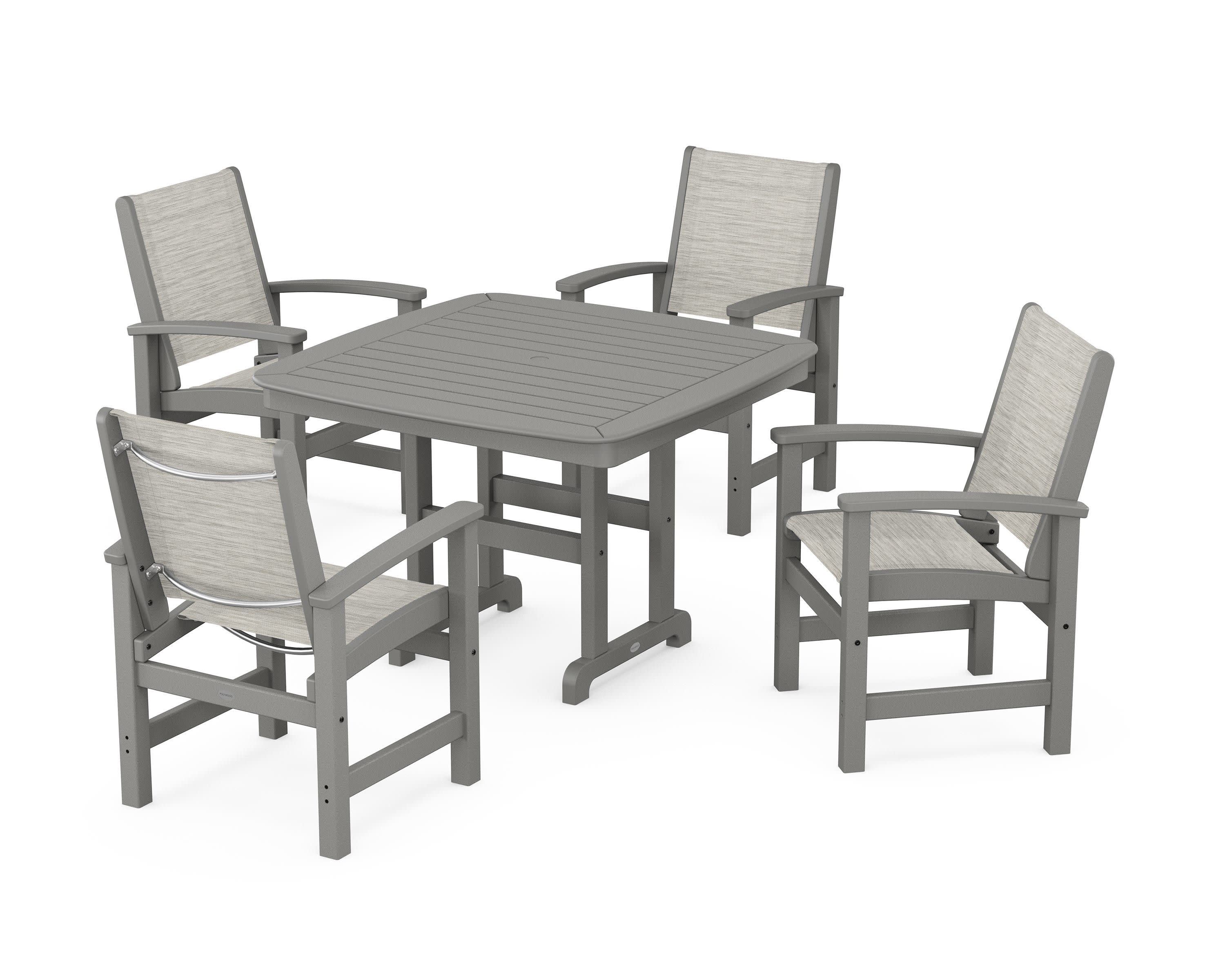 Coastal 5-Piece Dining Set in Slate Grey / Birch Sling