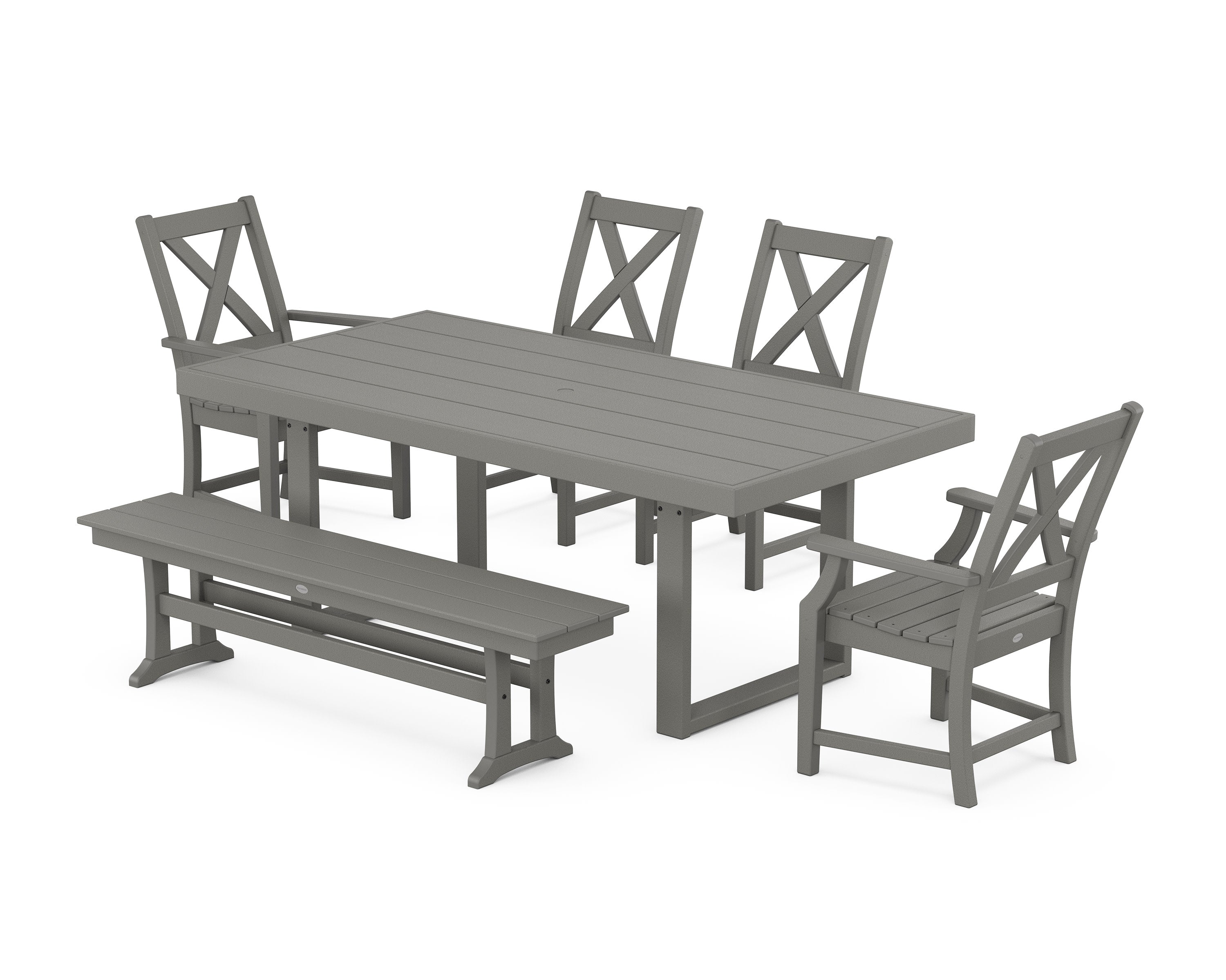 Braxton 6-Piece Dining Set with Bench in Slate Grey