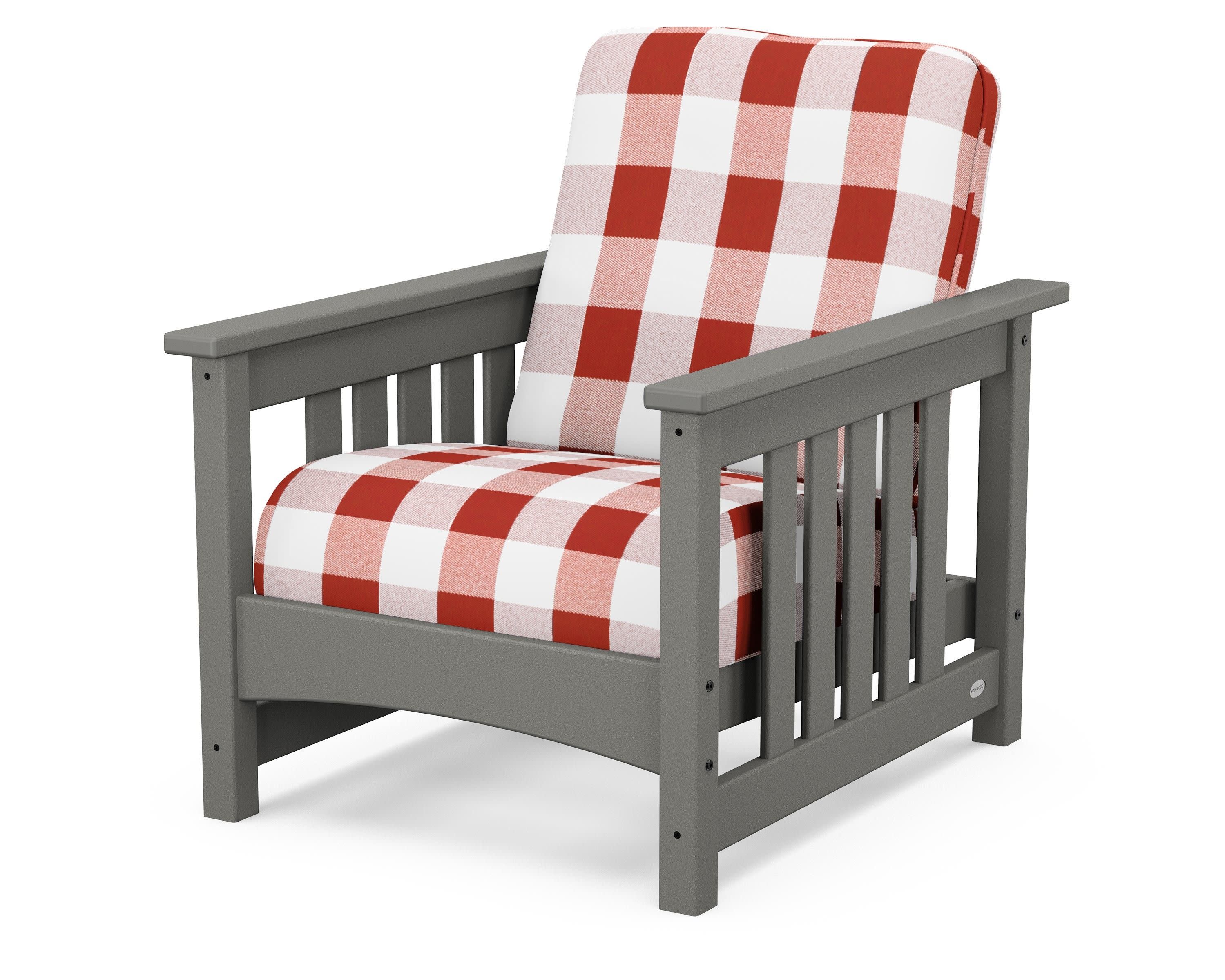 Club Mission Chair in Slate Grey / Buffalo Plaid Crimson