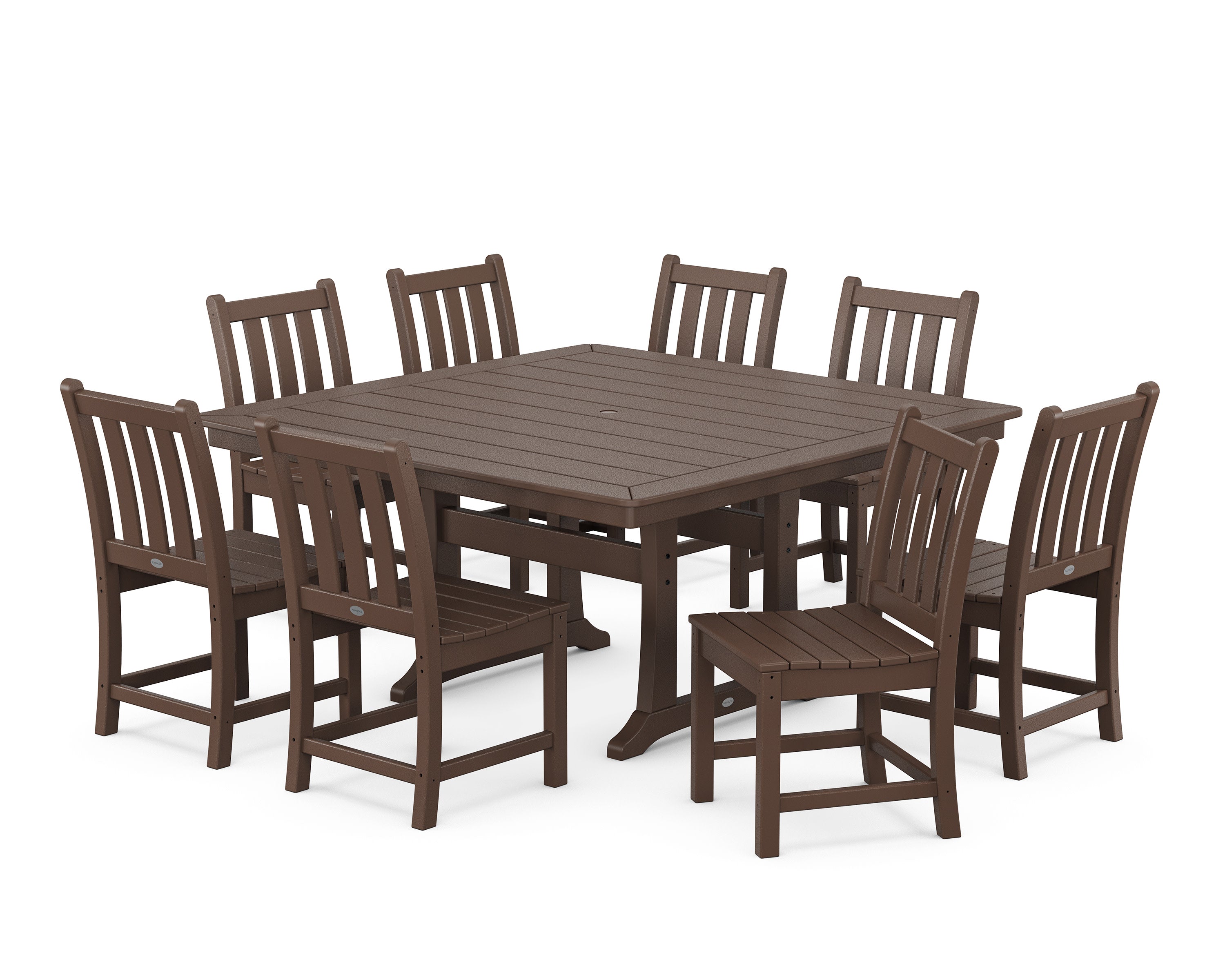 Traditional Garden 9-Piece Nautical Trestle Dining Set in Mahogany