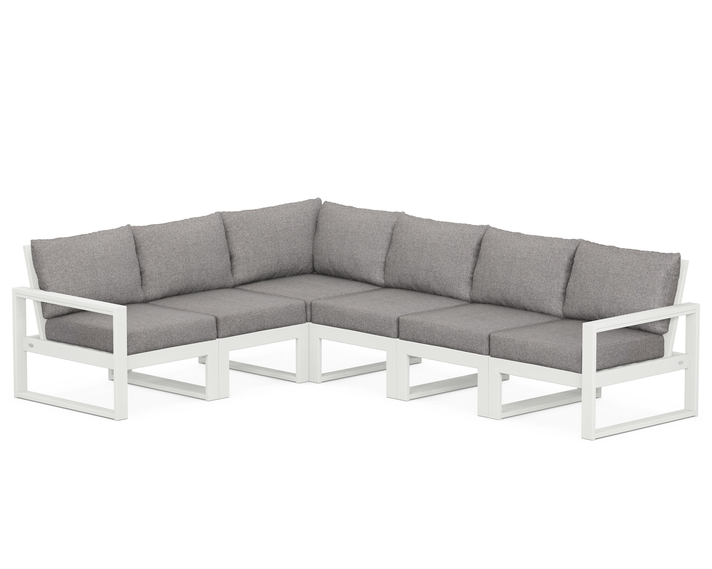 EDGE 6-Piece Modular Deep Seating Set in Vintage White / Grey Mist