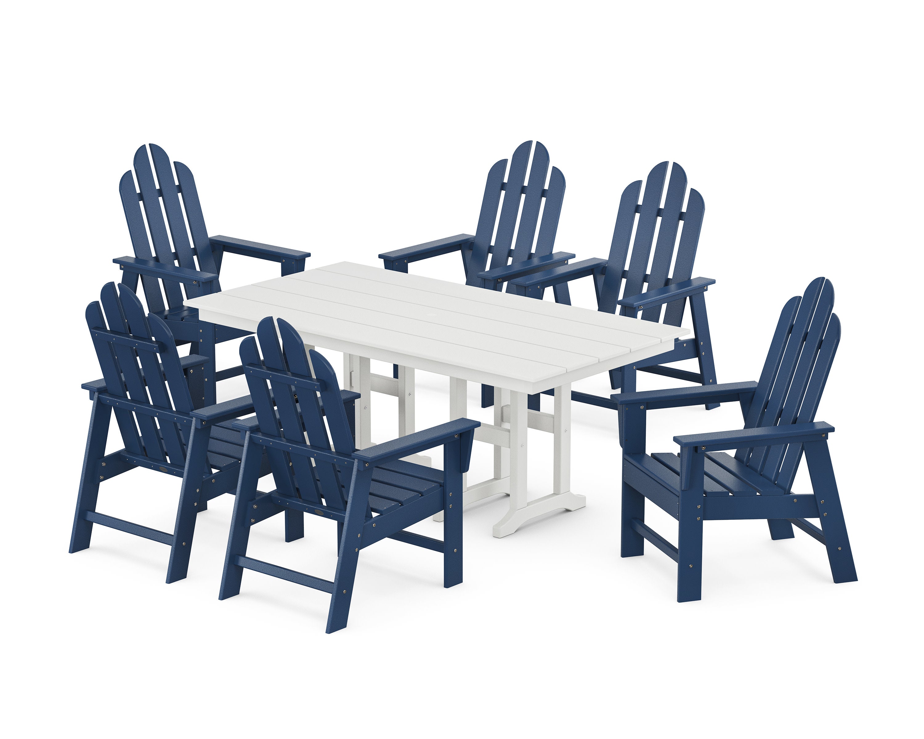 Long Island 7-Piece Farmhouse Dining Set in Navy / White