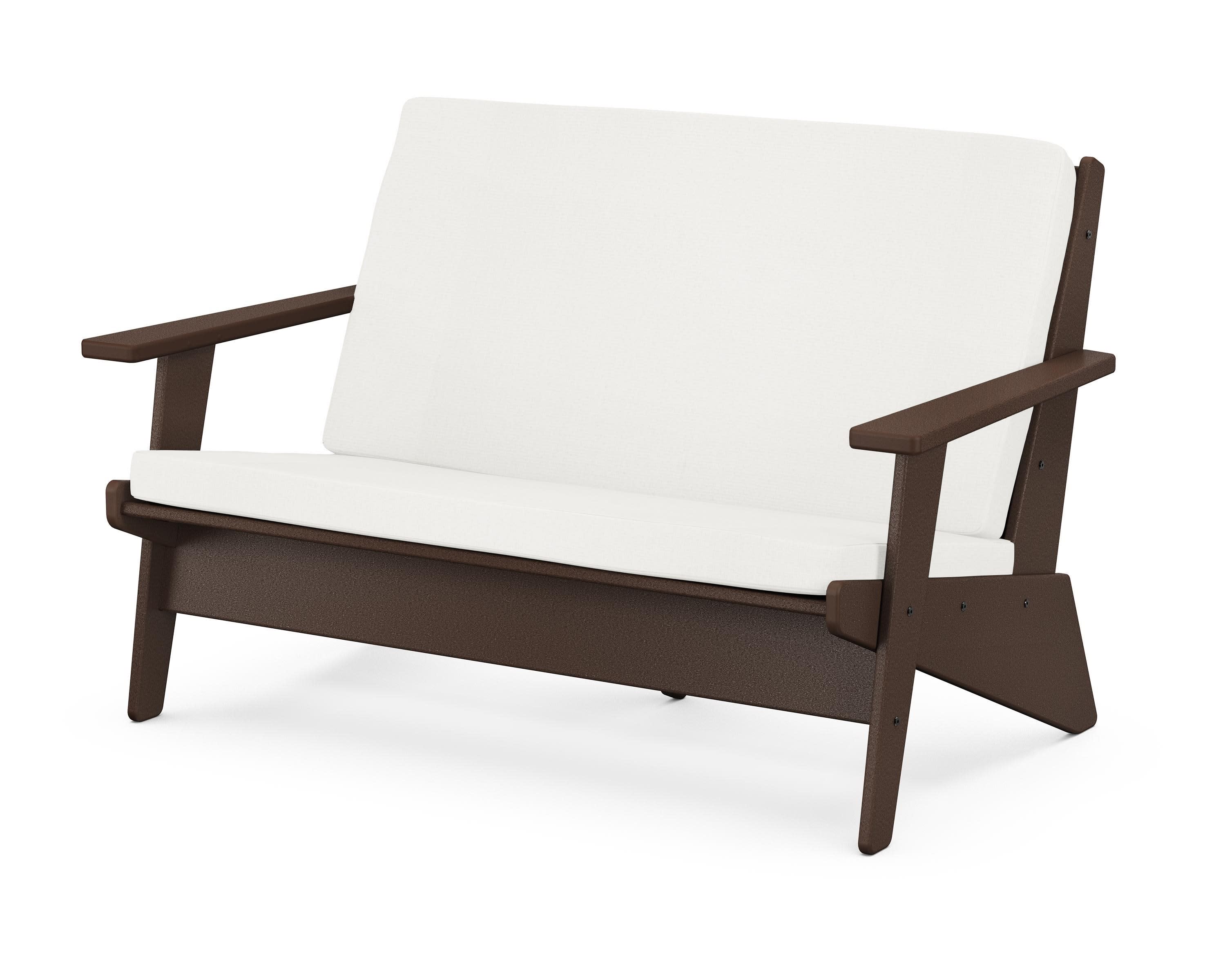 Riviera Modern Lounge Loveseat in Mahogany / Natural Linen