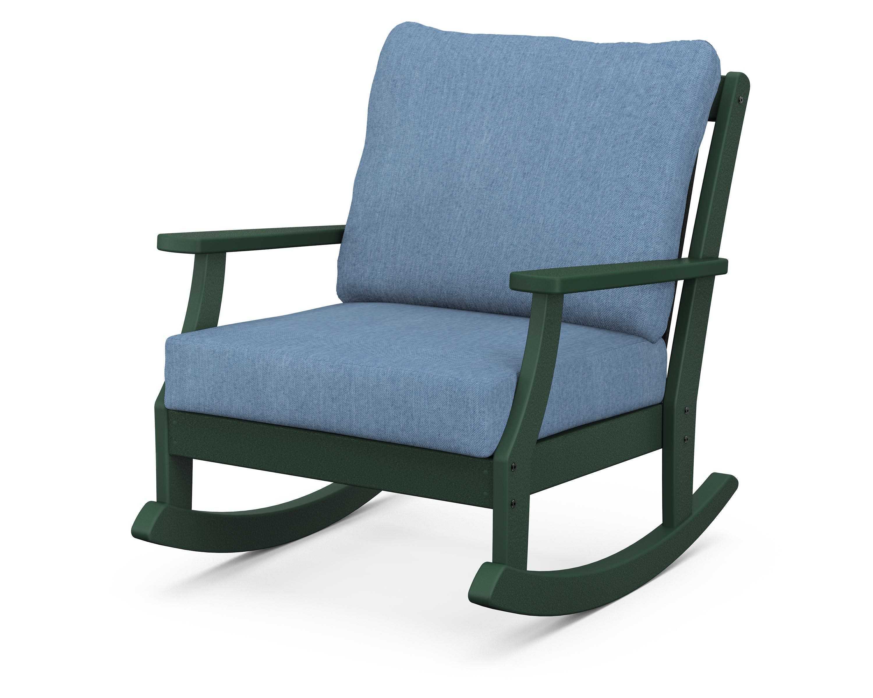 Braxton Deep Seating Rocking Chair in Green / Sky Blue