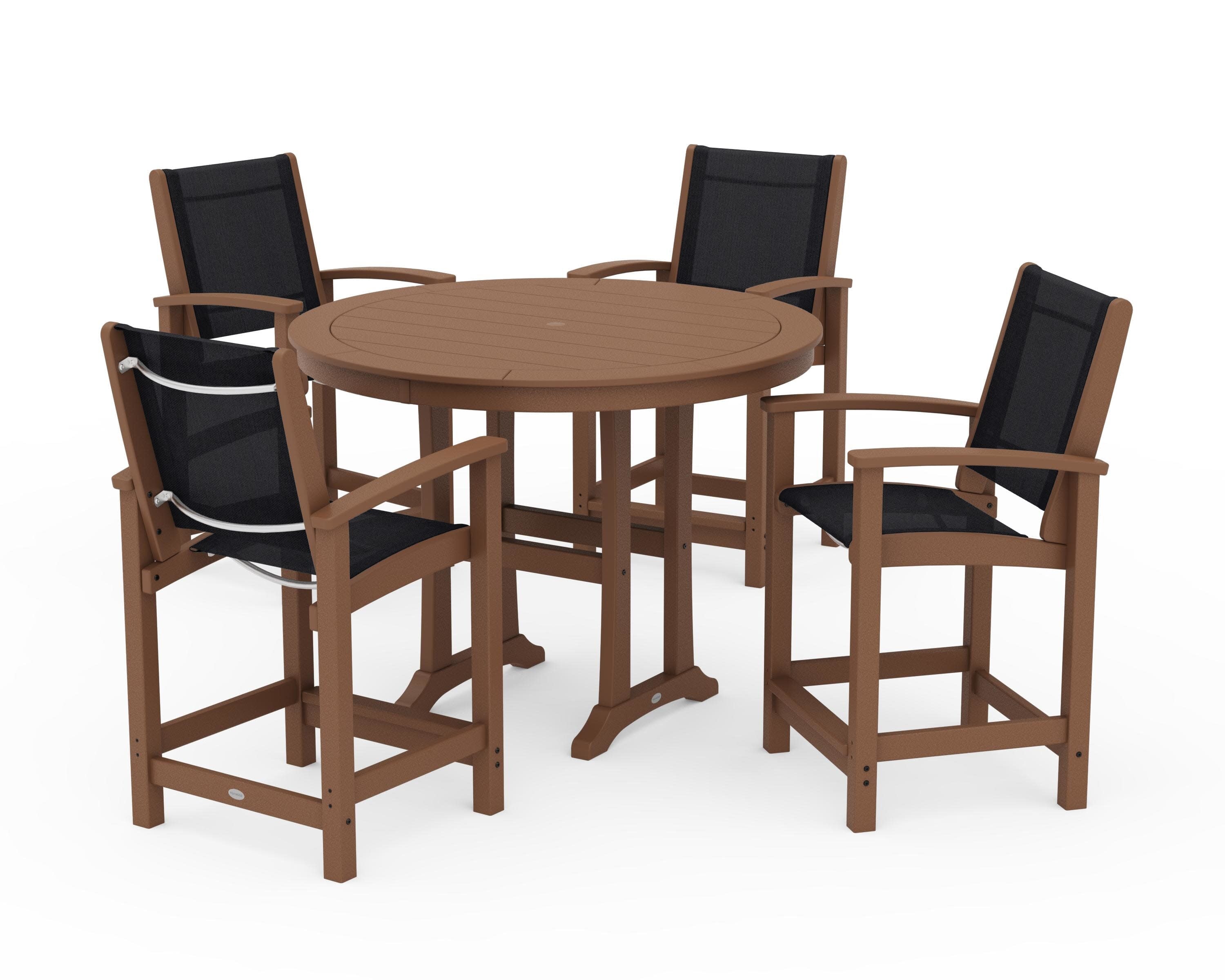 Coastal 5-Piece Counter Set in Teak / Black Sling