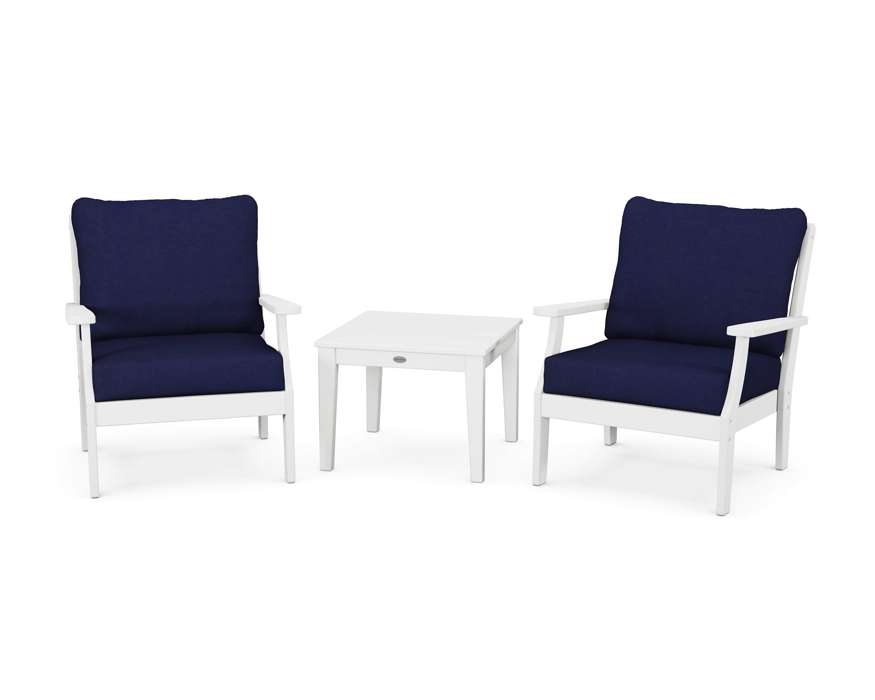 Braxton 3-Piece Deep Seating Set in White / Navy