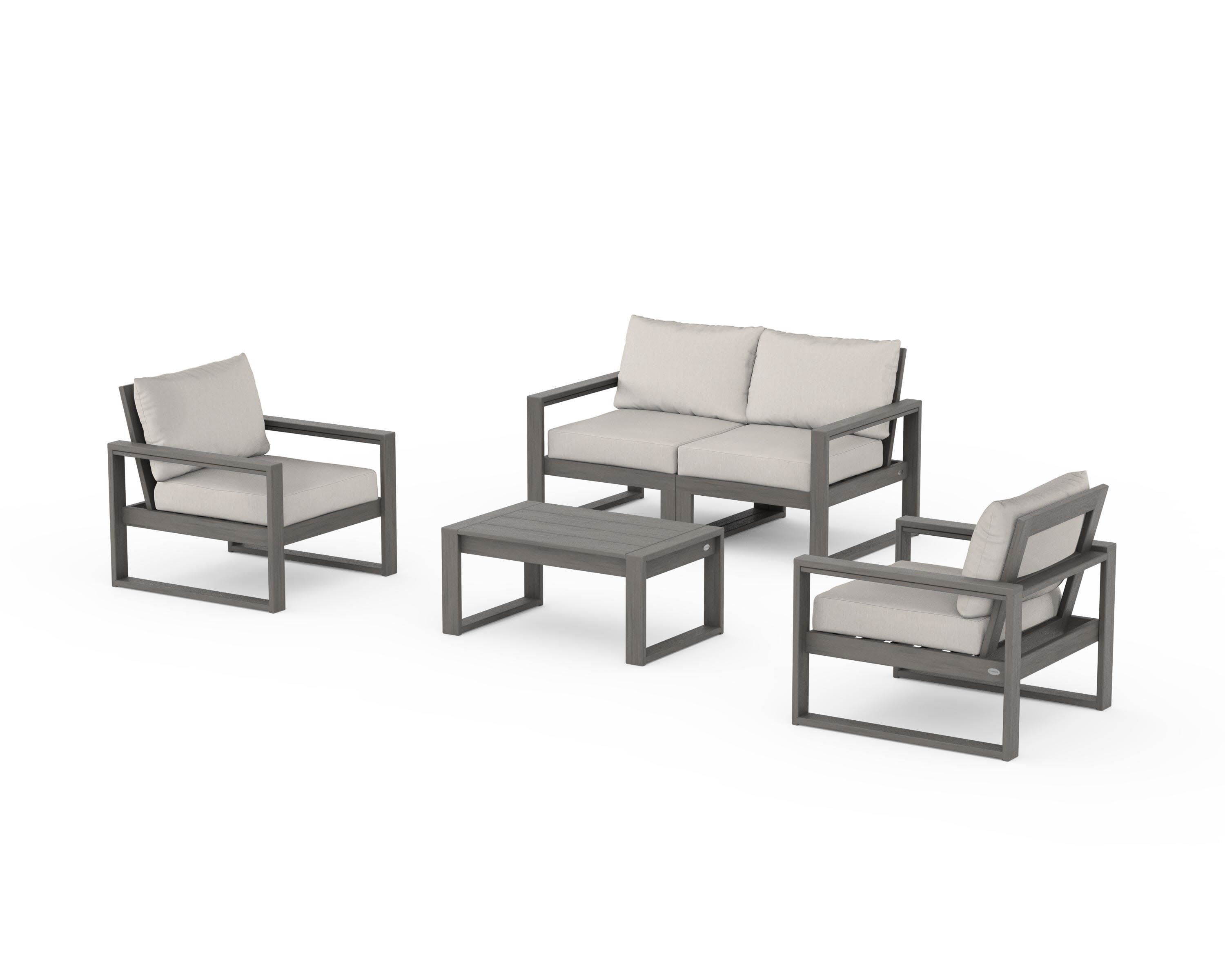 EDGE Sectional 4-Piece Deep Seating Set with Loveseat in Driftwood / Cast Ash