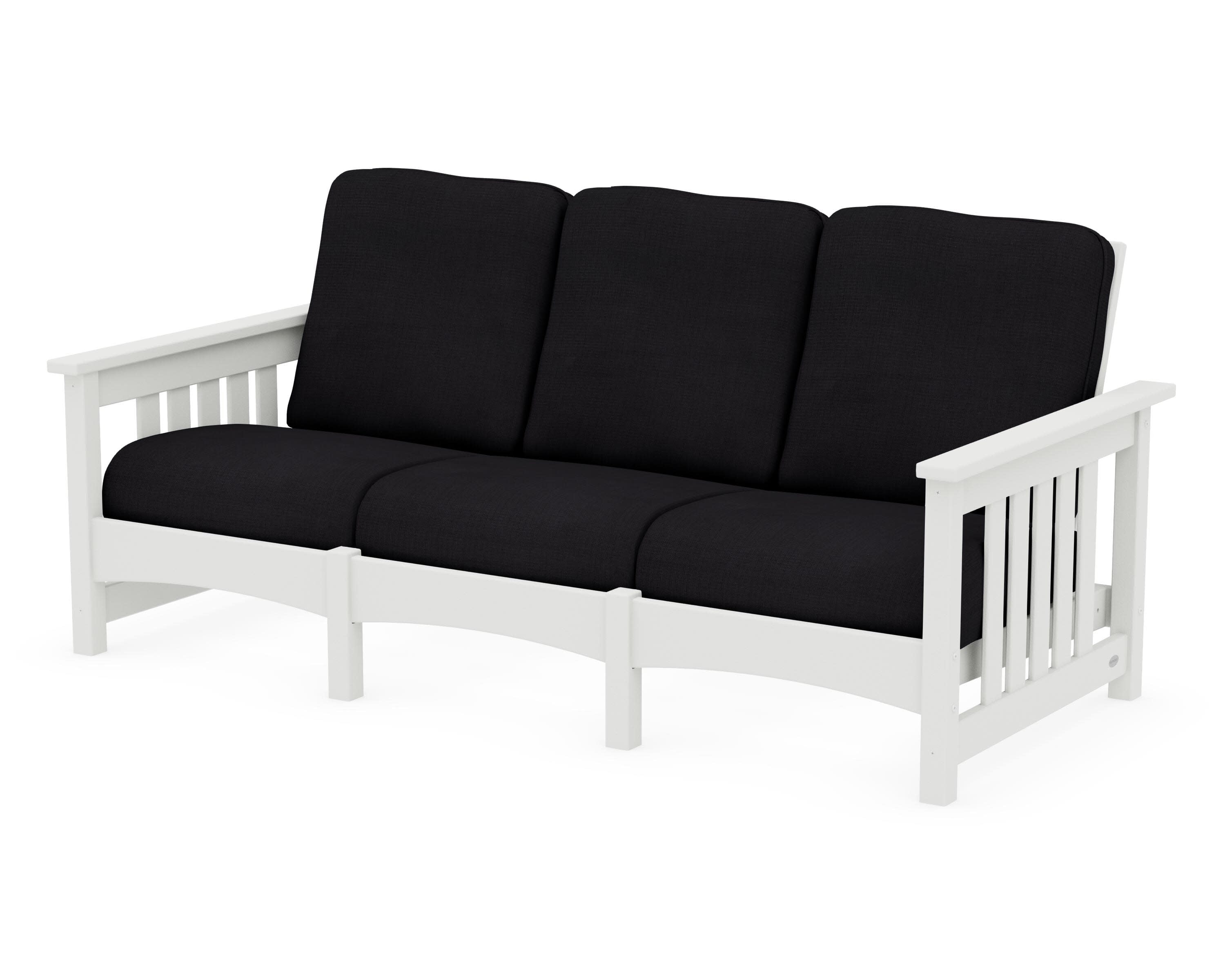 Club Mission Sofa in Vintage White / Midnight Linen