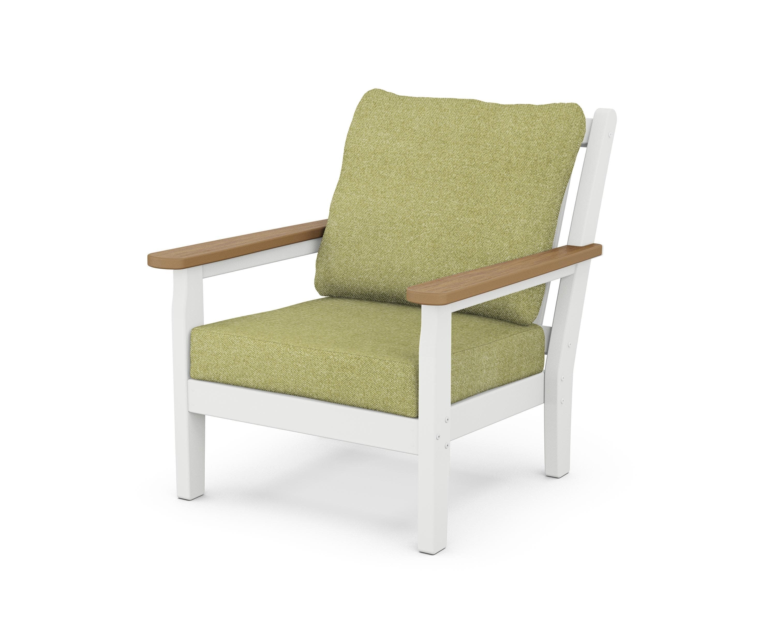 Chippendale Deep Seating Chair in White / Natural / Chartreuse Boucle