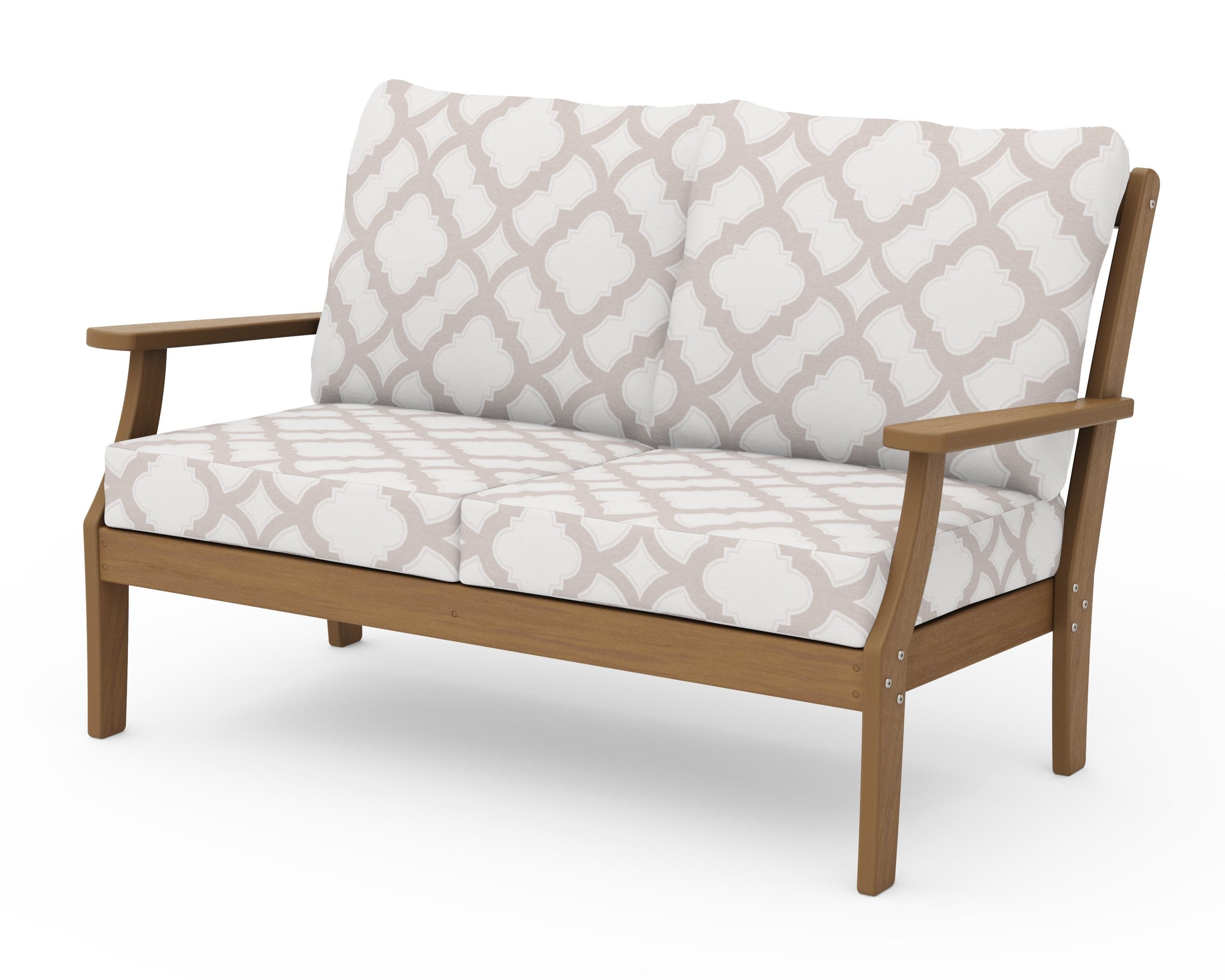 Braxton Deep Seating Loveseat in Natural / Trellis Dune Burlap