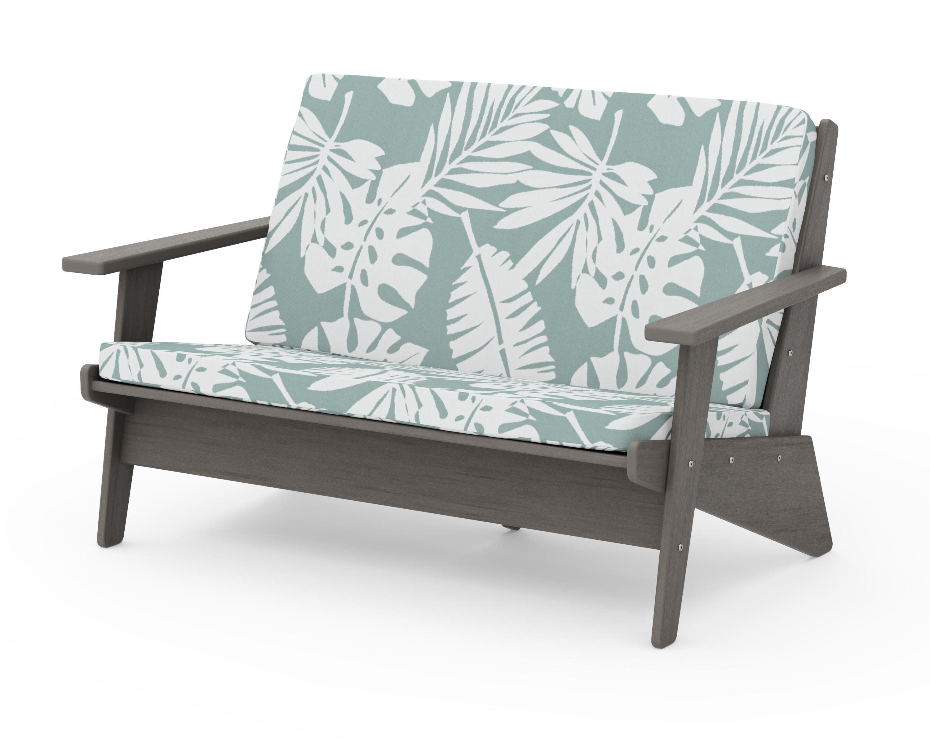 Riviera Modern Lounge Loveseat in Driftwood / Leaf Glacier Spa