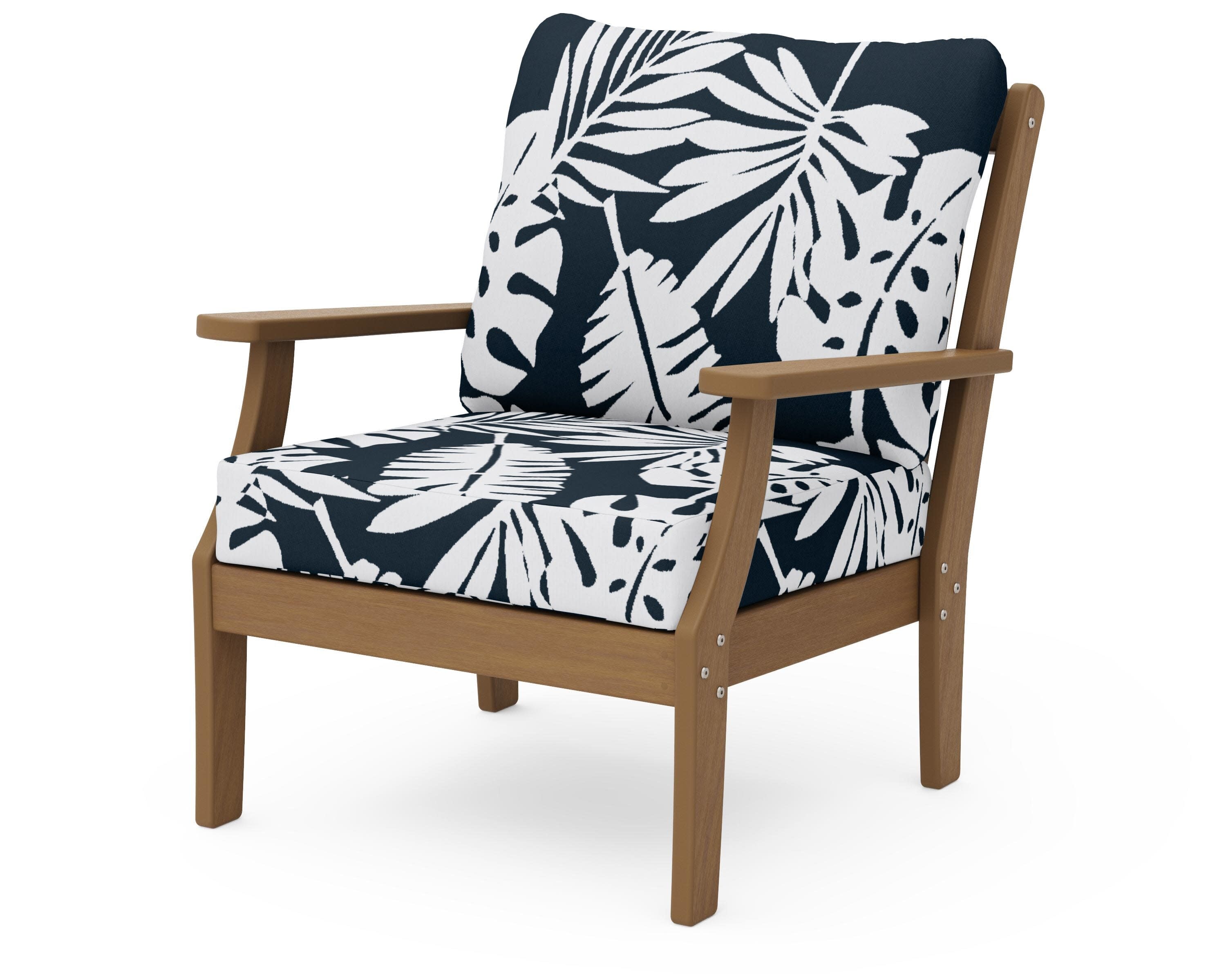Braxton Deep Seating Chair in Natural / Leaf Marine Indigo