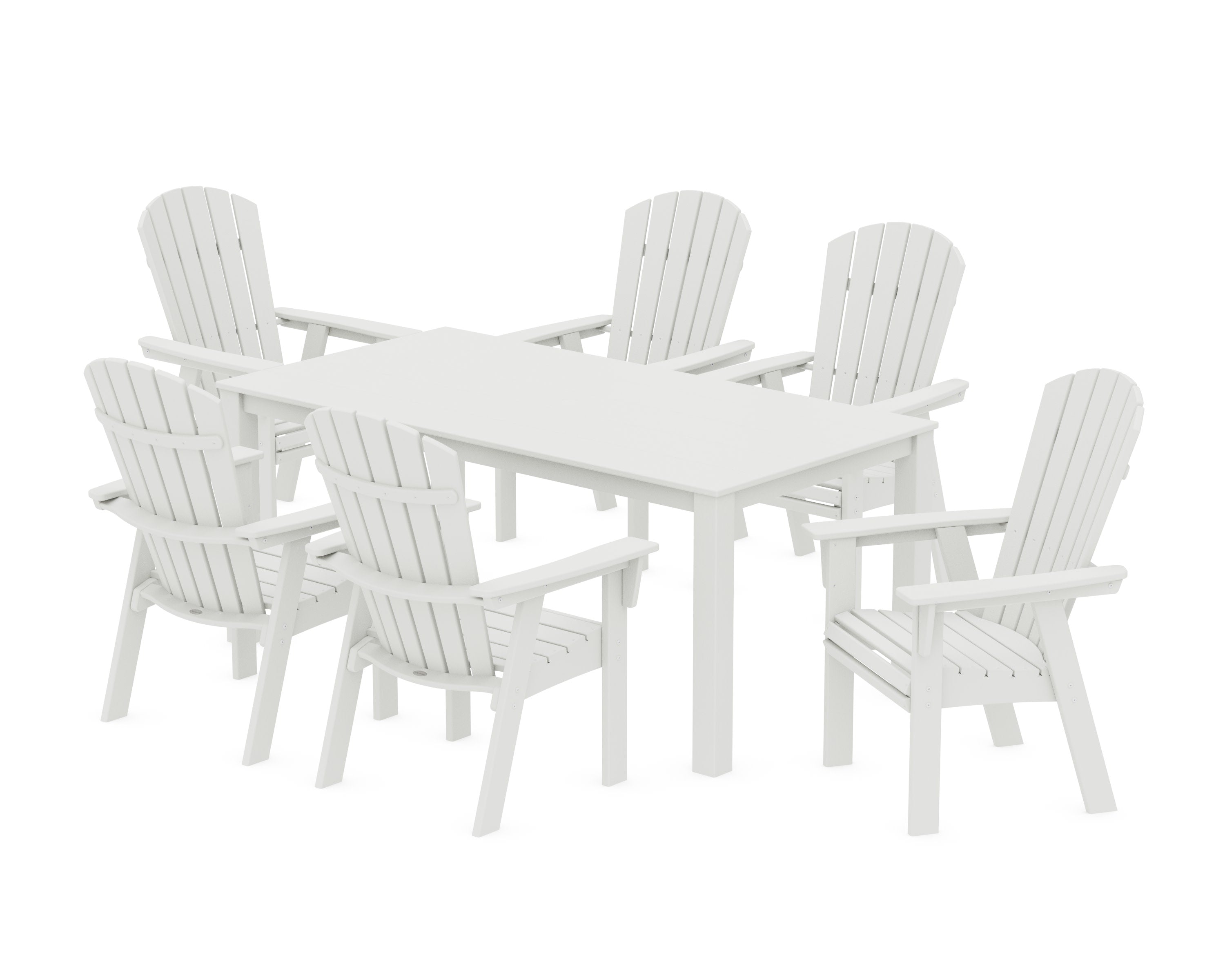 Nautical Curveback Adirondack 7-Piece Parsons Dining Set in Vintage White