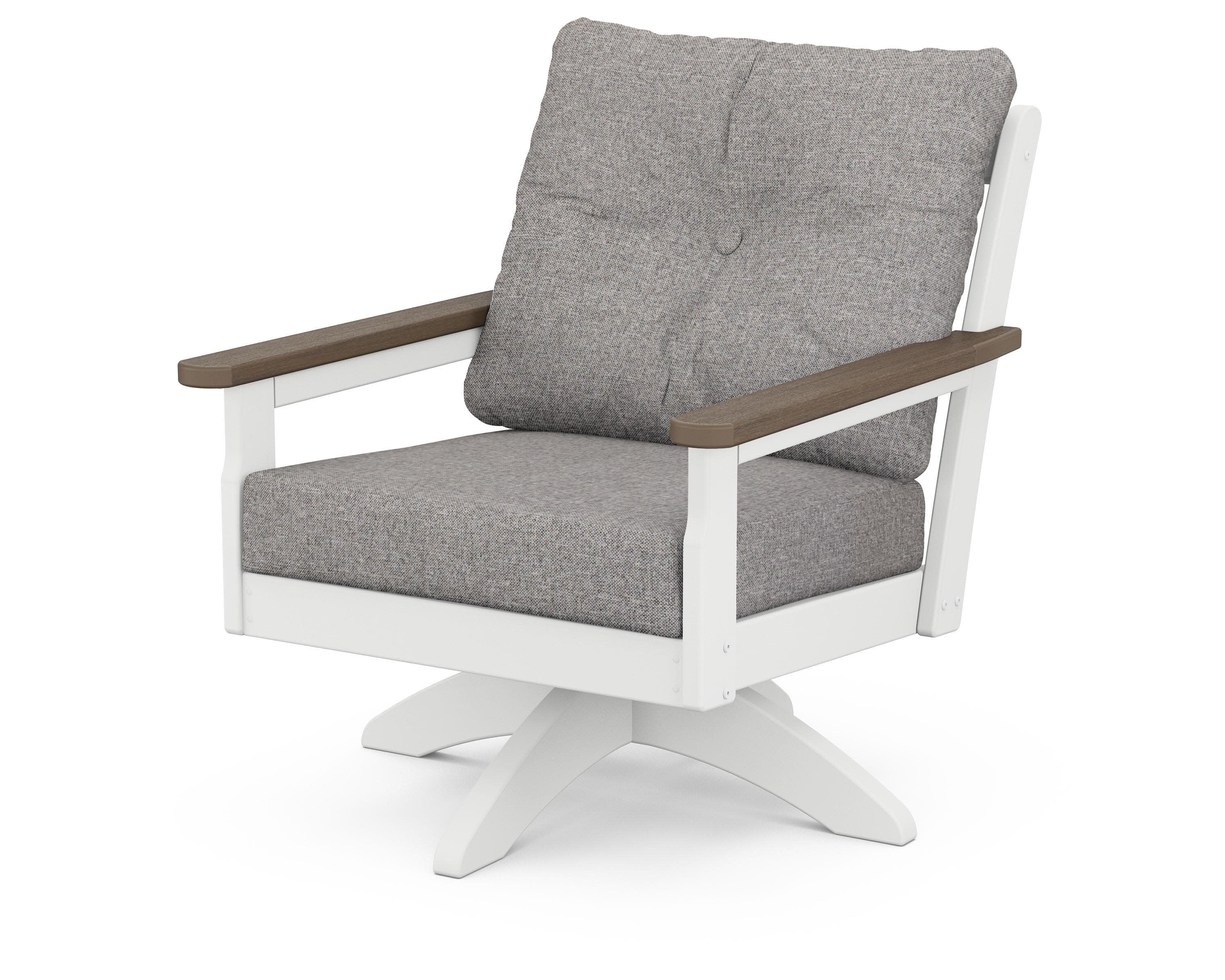Vineyard Deep Seating Swivel Chair in White / Kona / Grey Mist