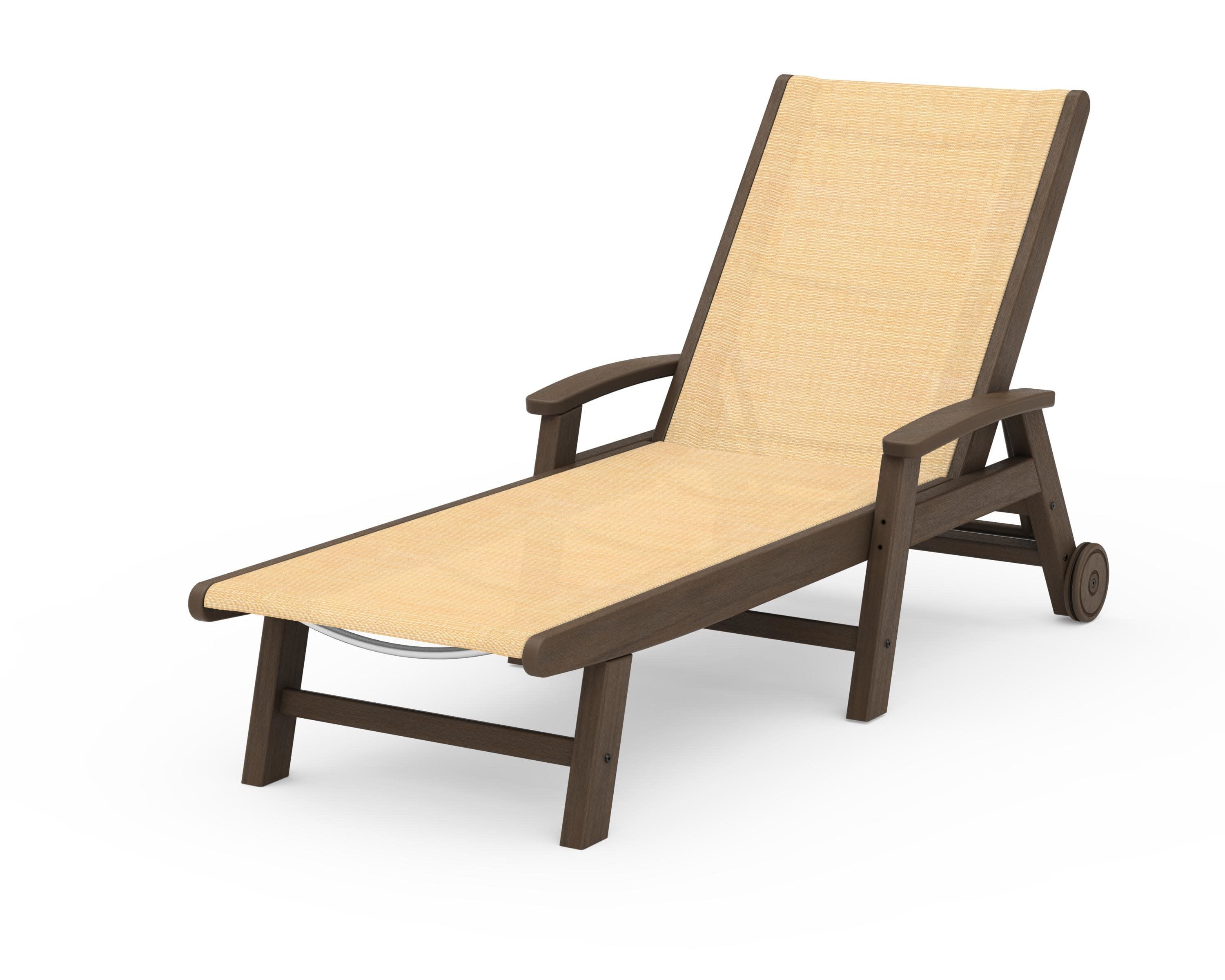 Coastal Chaise with Wheels in Kona / Dupioni Apricot Sling