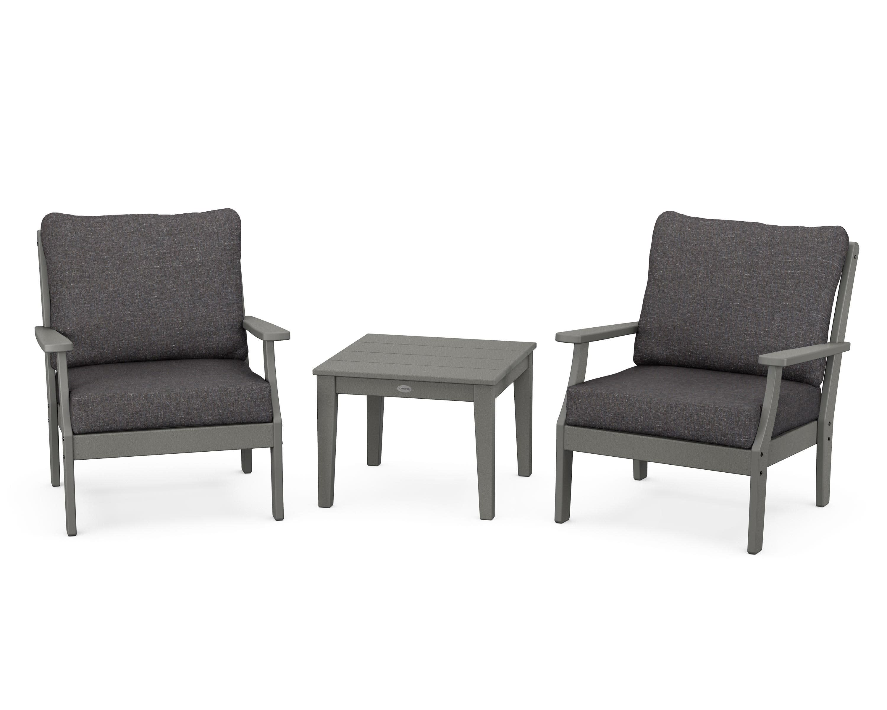 Braxton 3-Piece Deep Seating Set in Slate Grey / Ash Charcoal