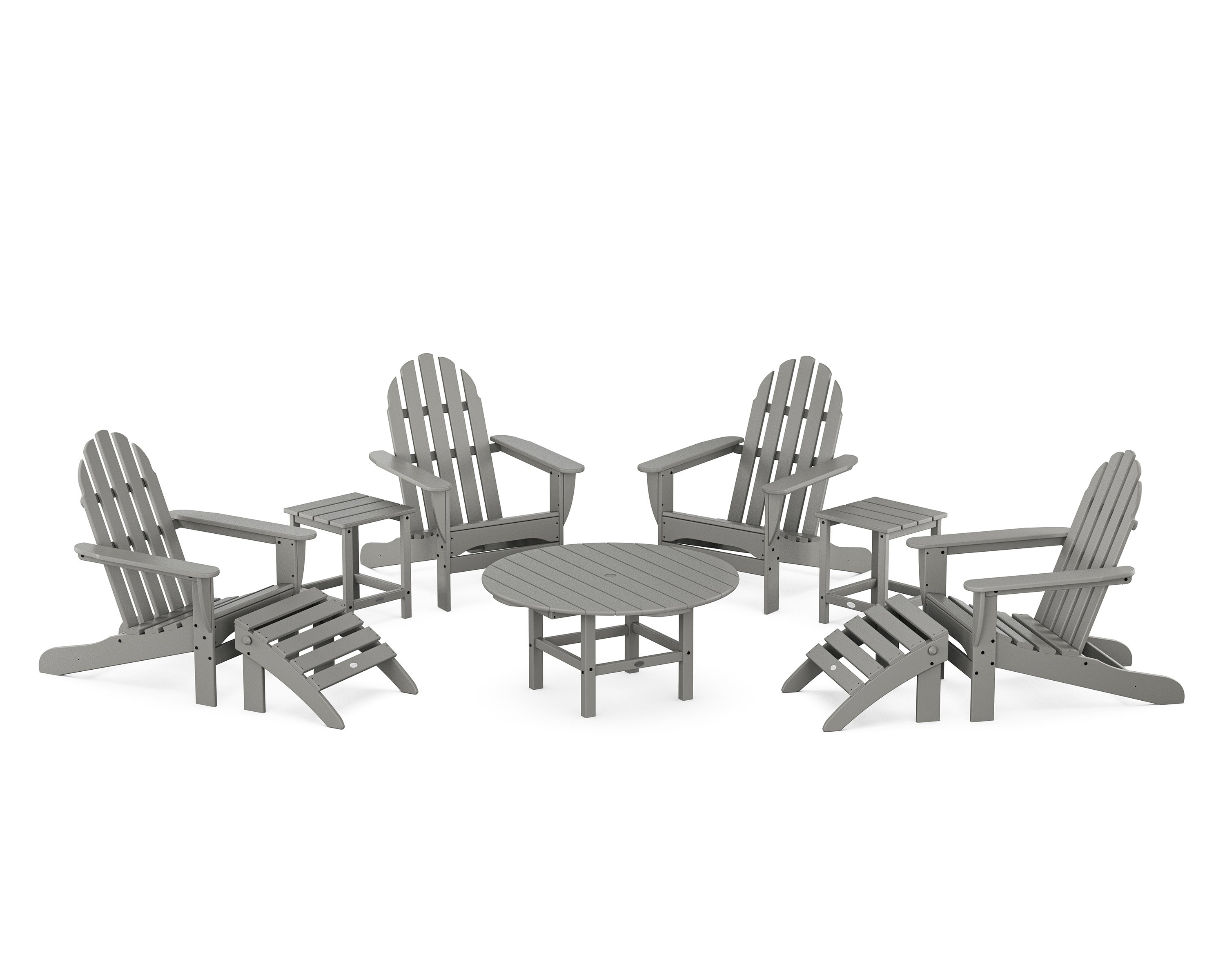Classic Adirondack Chair 9-Piece Conversation Set in Slate Grey